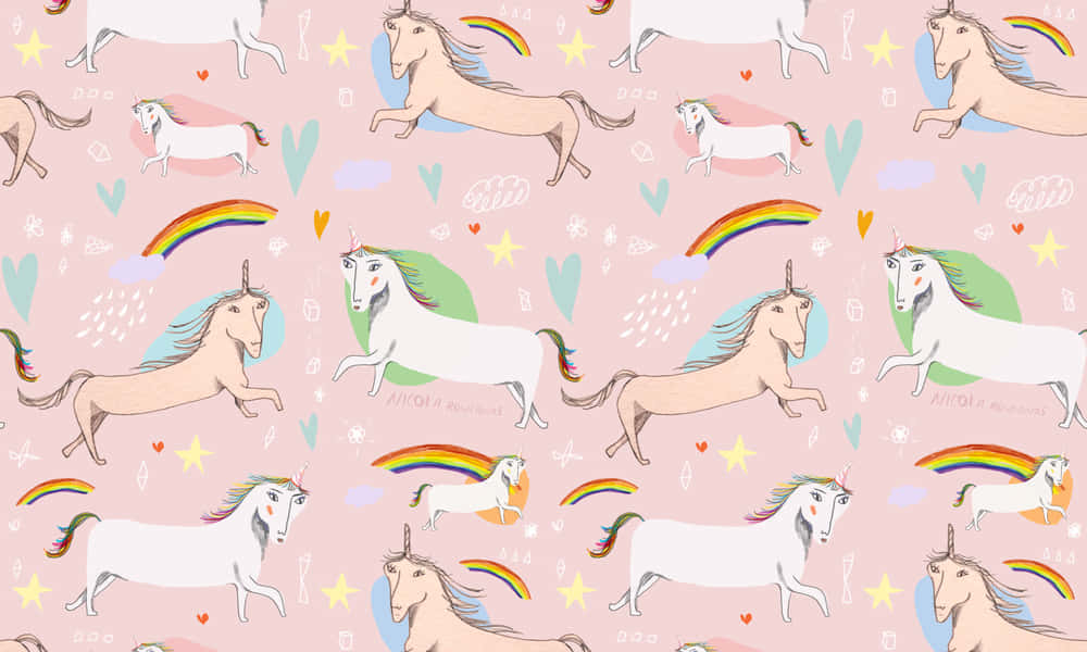 A Bright And Colorful Desktop Wallpaper Featuring A Magical Unicorn Background