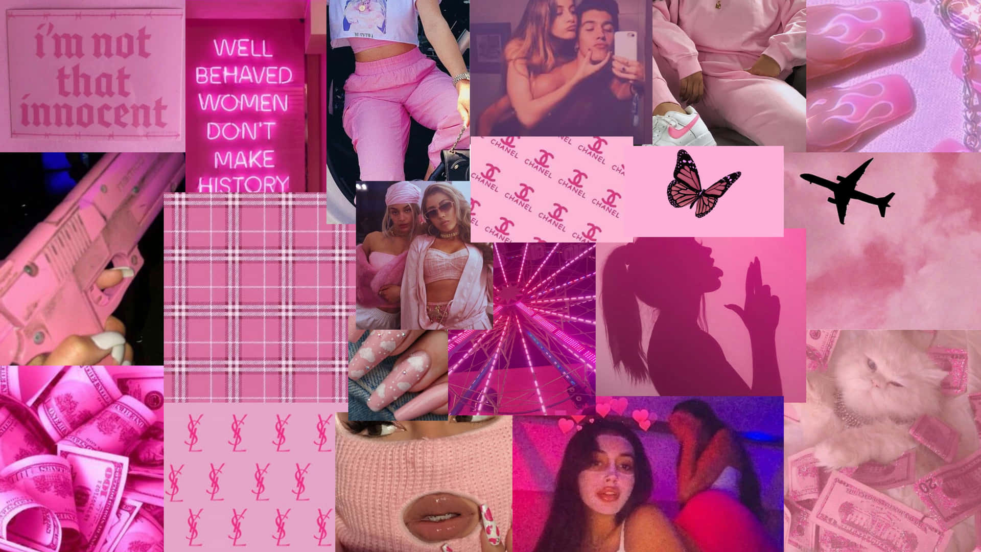 A Bright And Colorful Pink Collage Background