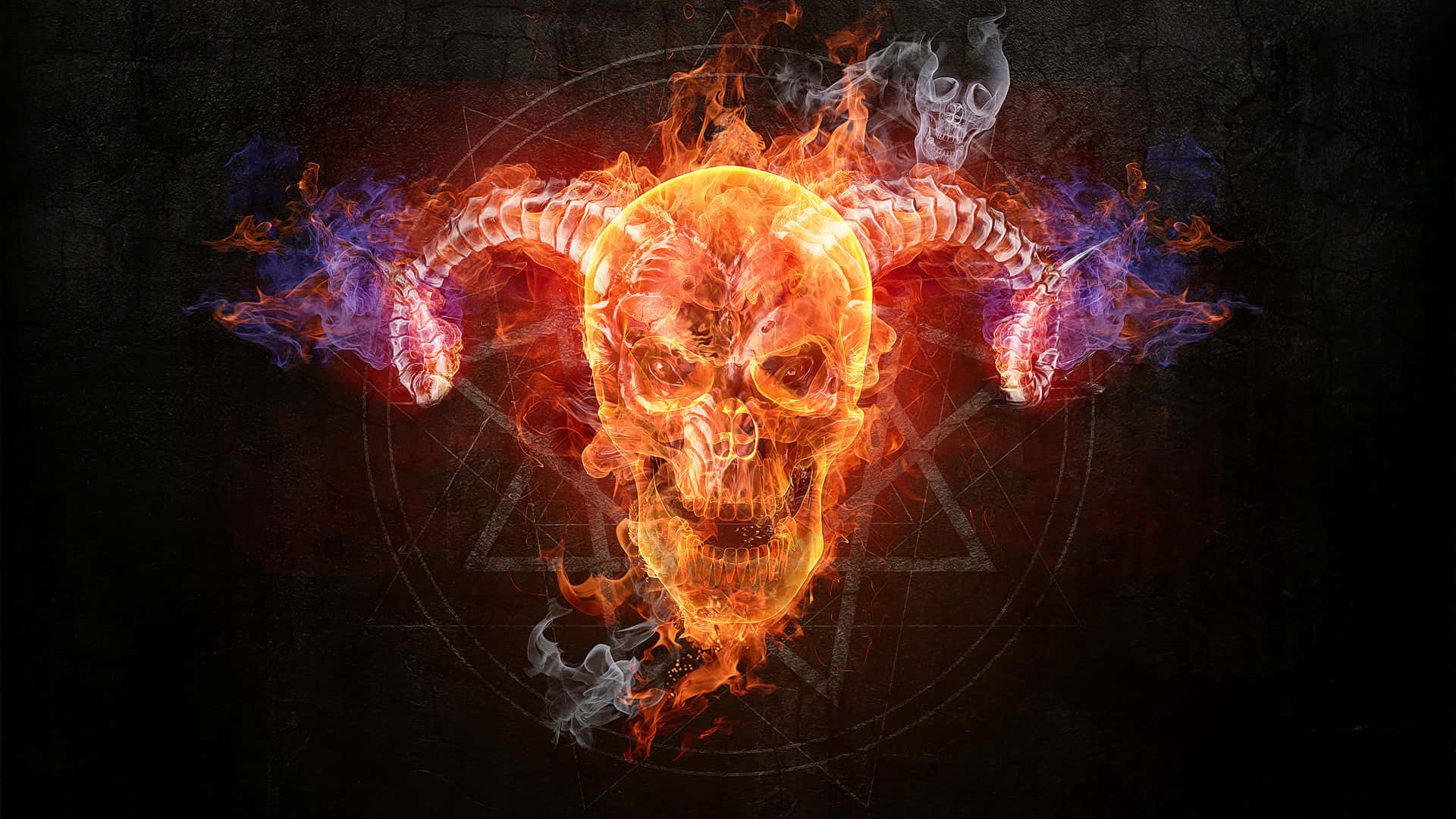 A Bright And Flaming Skull Background