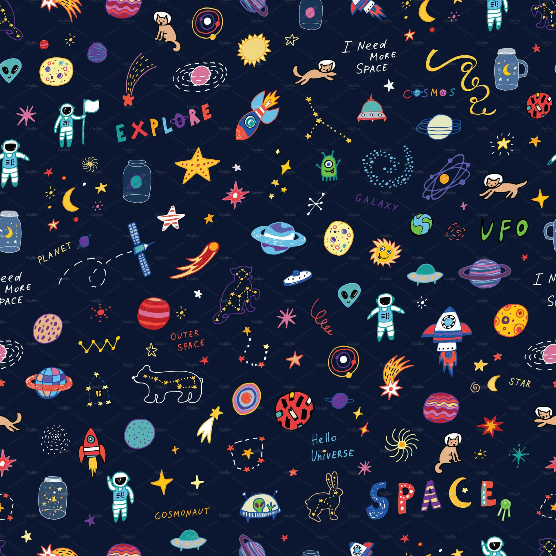 A Bright And Vibrant Array Of Aesthetic Doodles Background