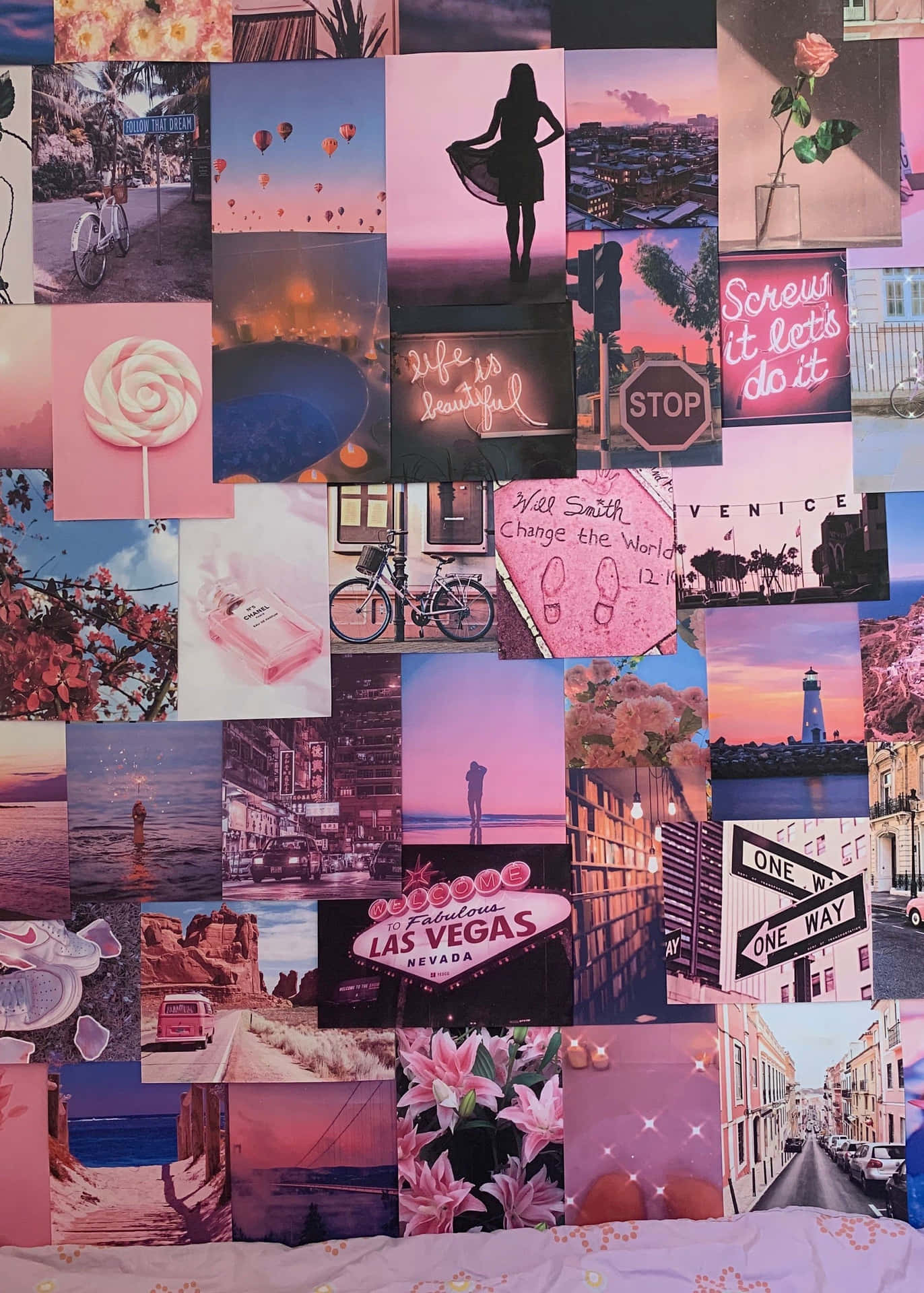 A Bright And Vibrant Pink Collage Background