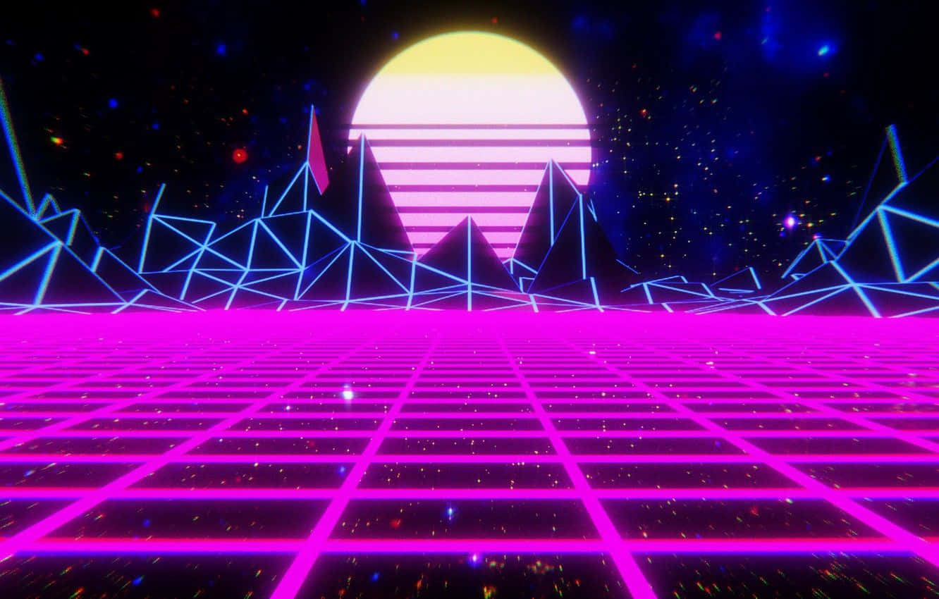 A Bright Burst Of 80s Neon Color Background