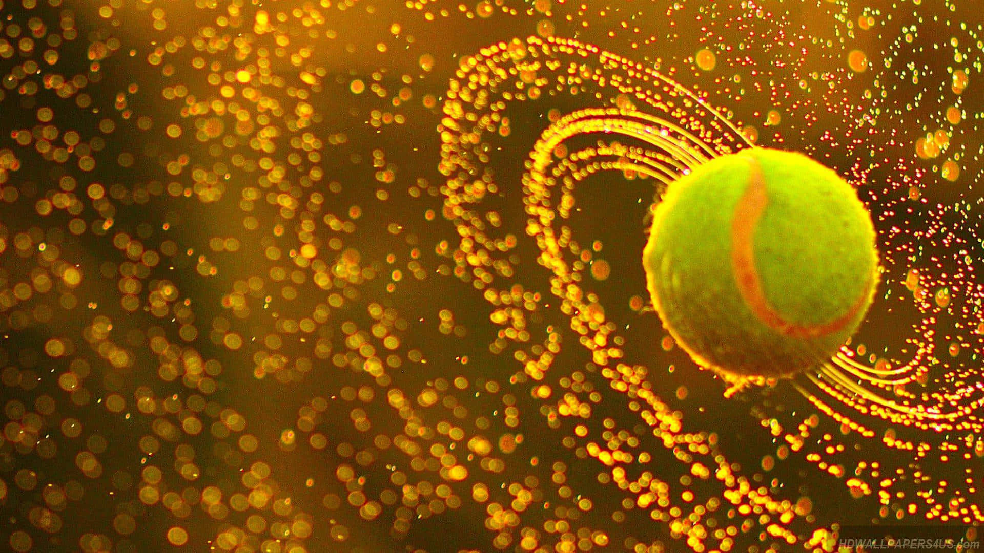 A Bright Tennis Ball Sitting On The Court Background