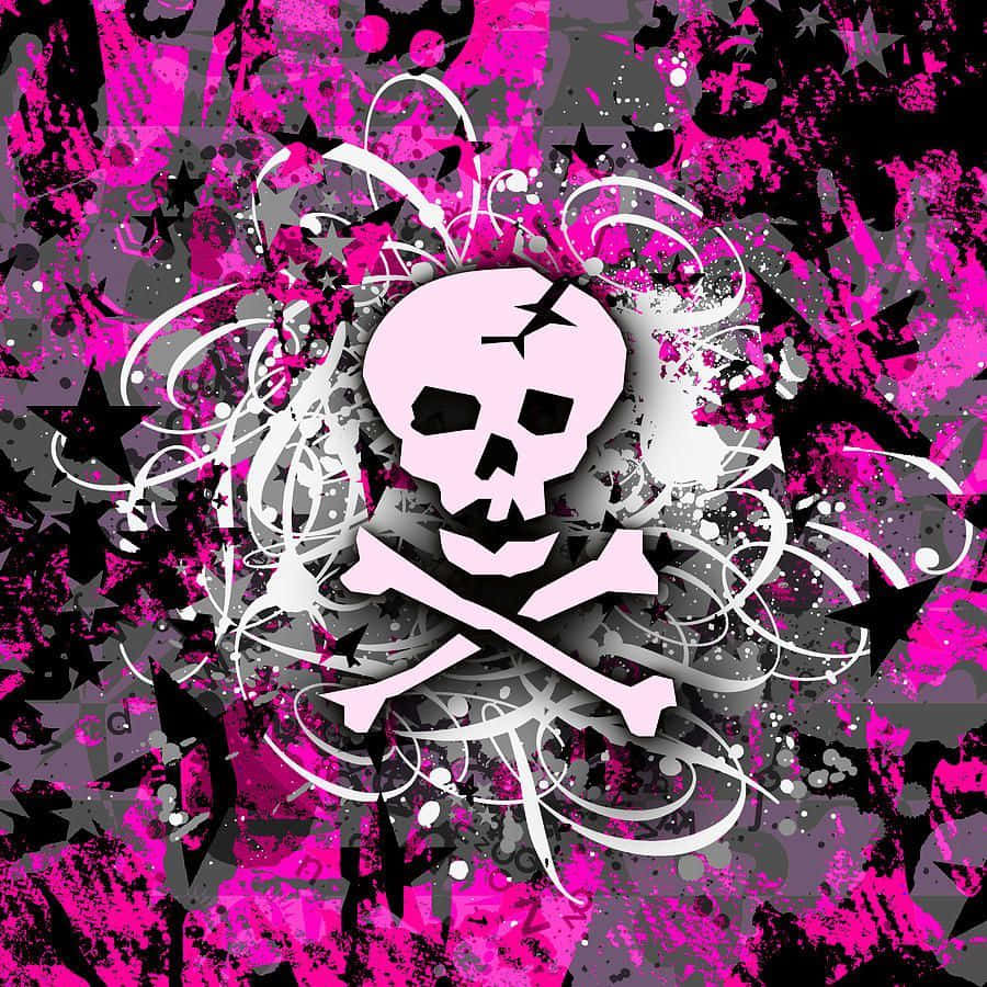 A Brightly Colored Skull With A Pastel Pink Hue. Background