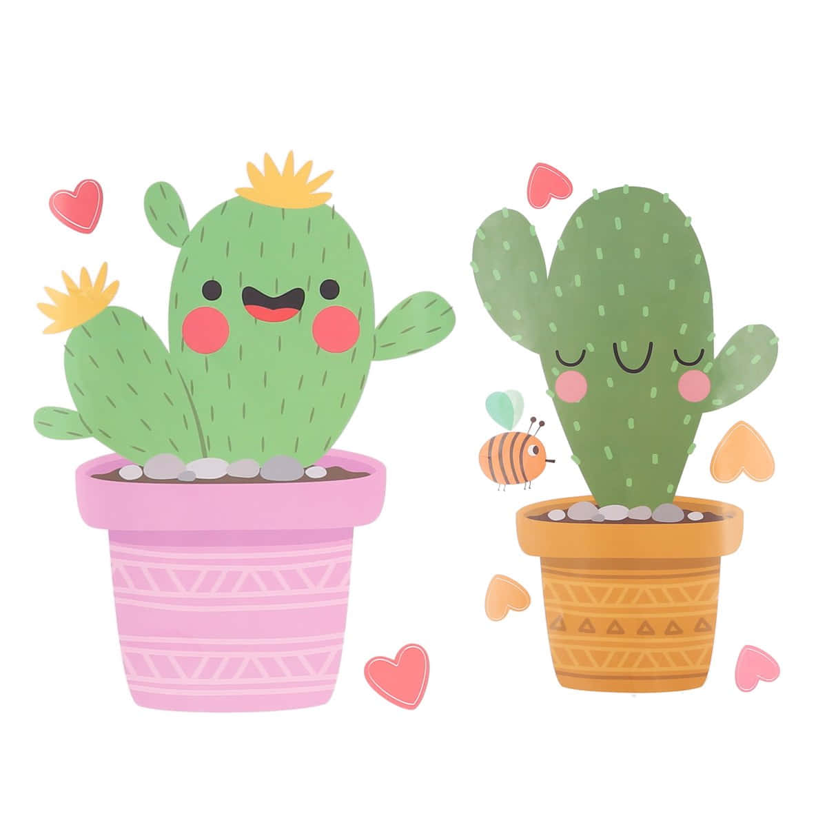 A Brightly Smiling Cactus Full Of Spikes And Character Background