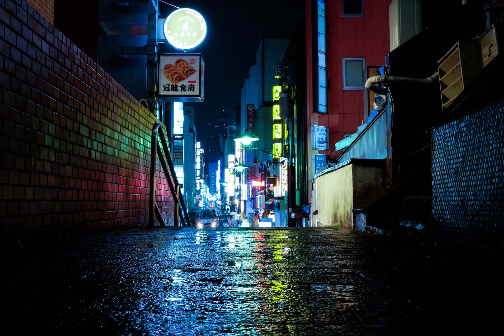 A Brilliant Nightscape Of Kyōto, Japan Dominated By Red Neon Signage Background
