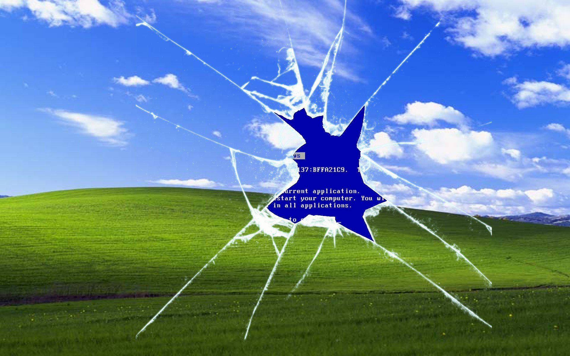 A Broken Window In A Field Background