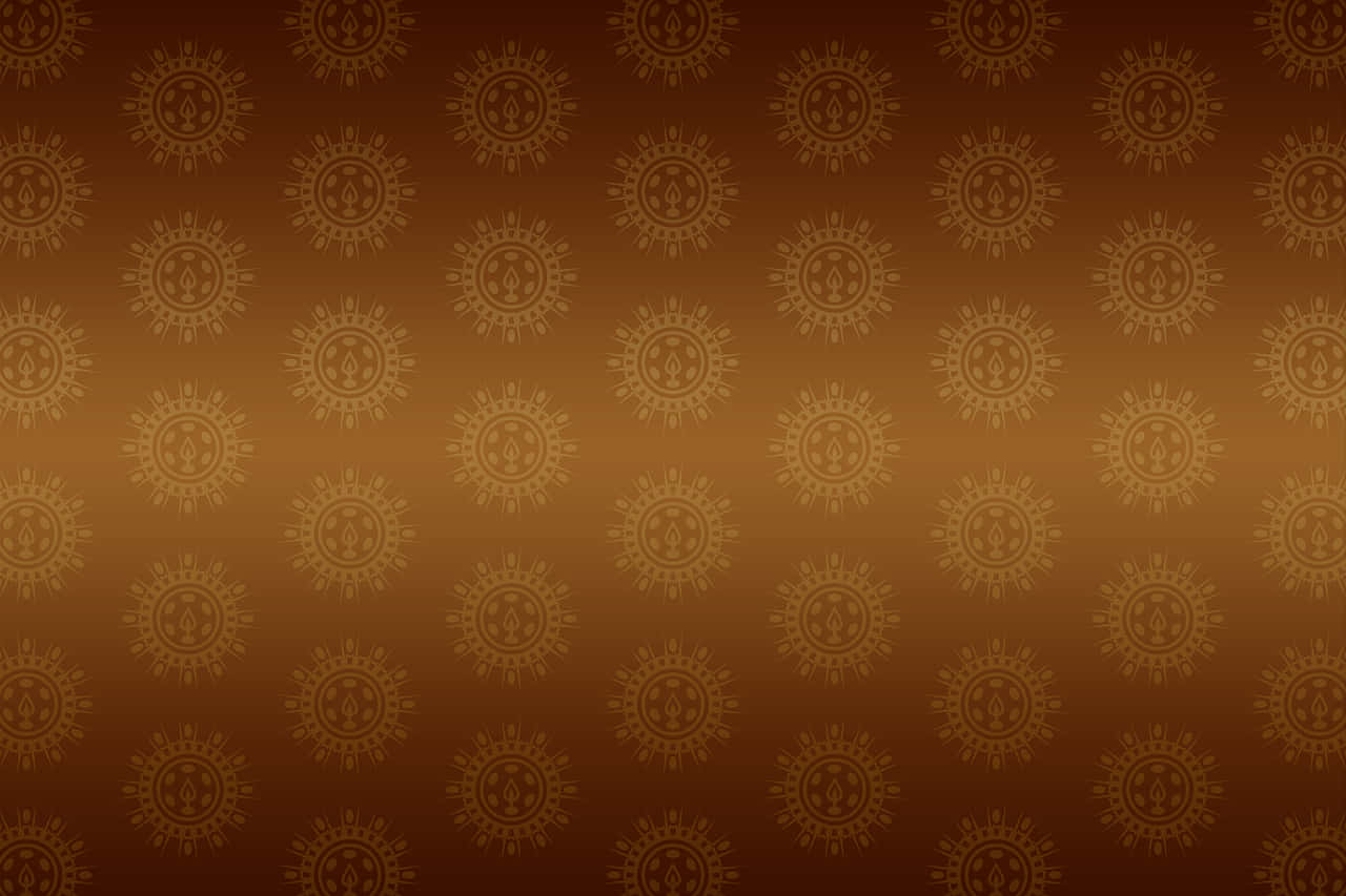A Brown And Gold Wallpaper With Floral Patterns