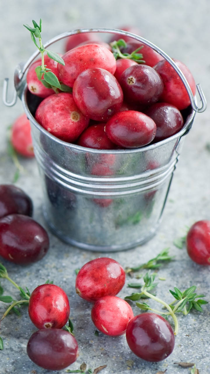 A Bucket Of Cranberries Background