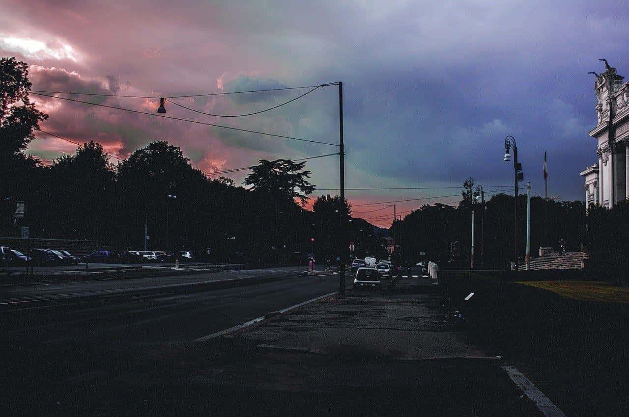 A Building With A Clock Tower