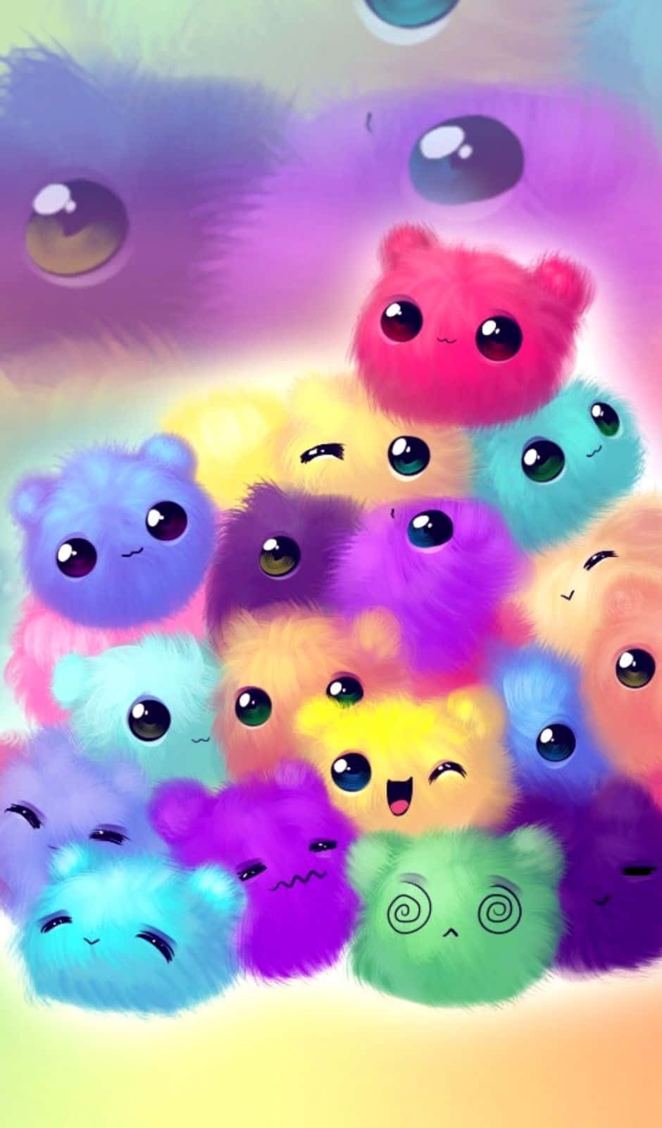 A Bunch Of Colorful Teddy Bears In A Rainbow