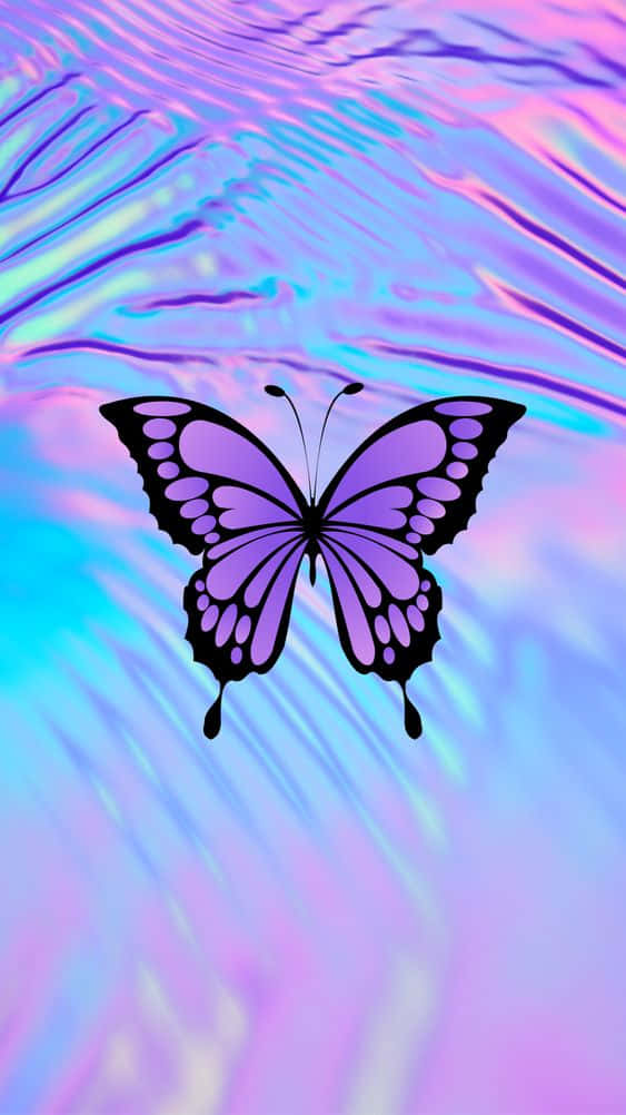 A Butterfly Is Silhouetted Against Its Cool And Colourful Wings Background