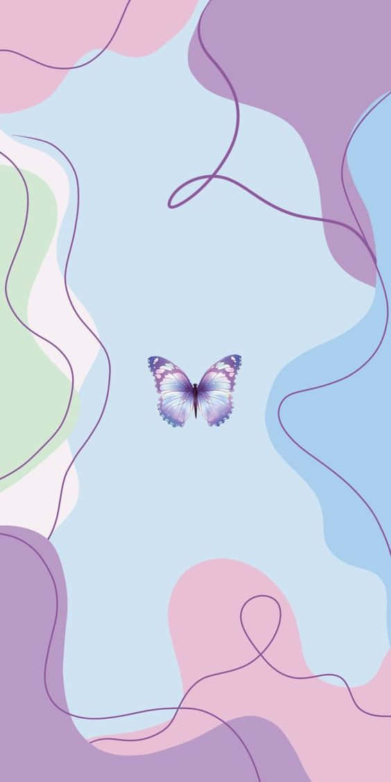 A Butterfly On A Blue And Pink Background Background