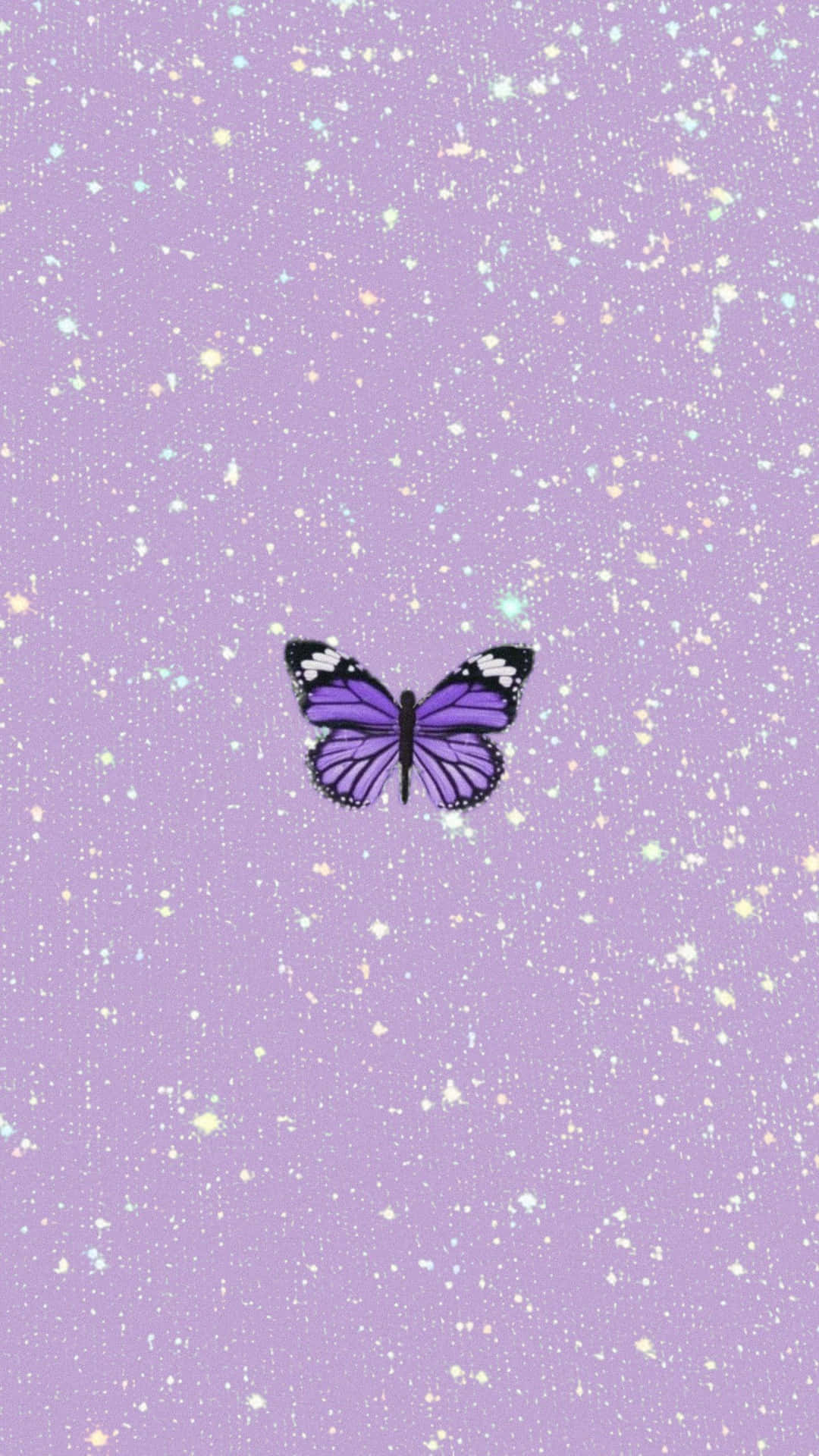 A Butterfly On A Purple Background With Stars Background