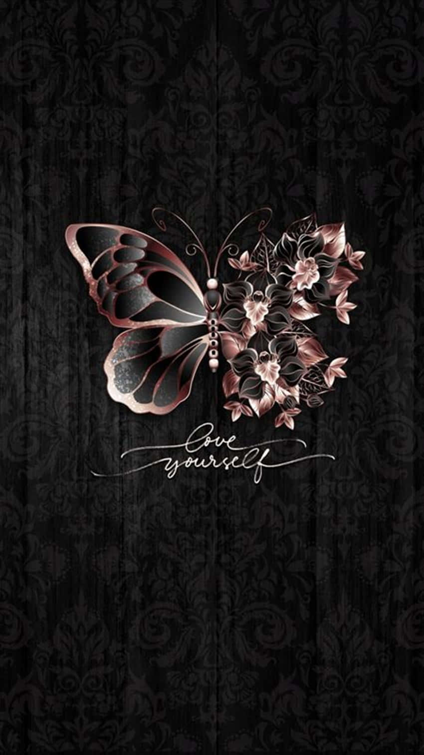 A Butterfly With A Rose On It Background
