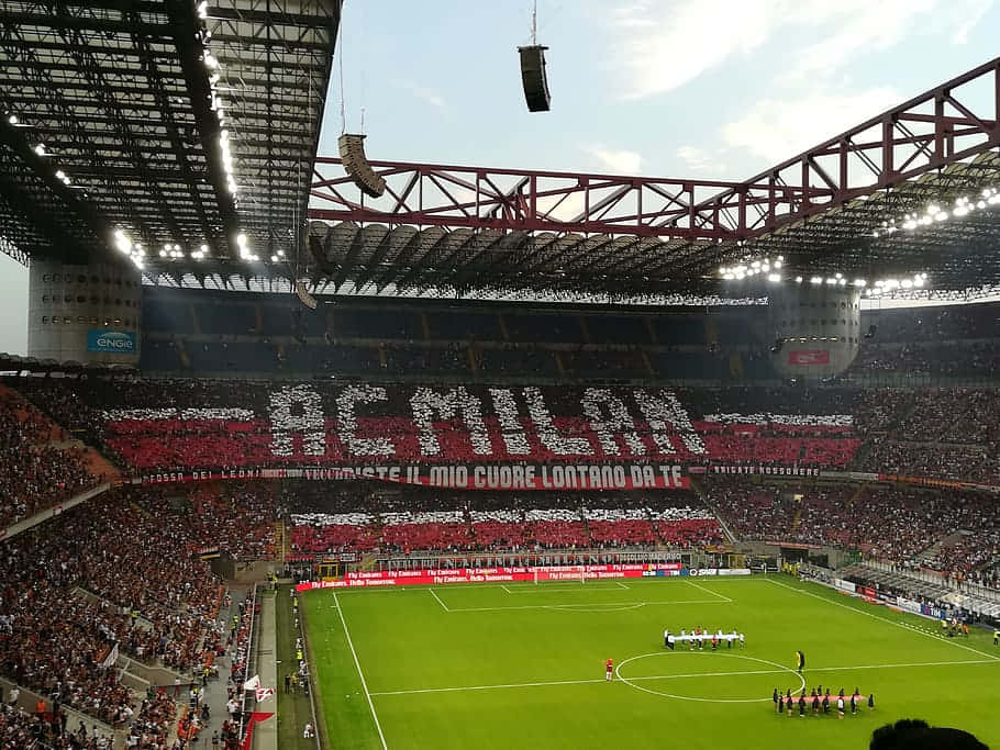 A C Milan Tifo Displayat San Siro Stadium Background