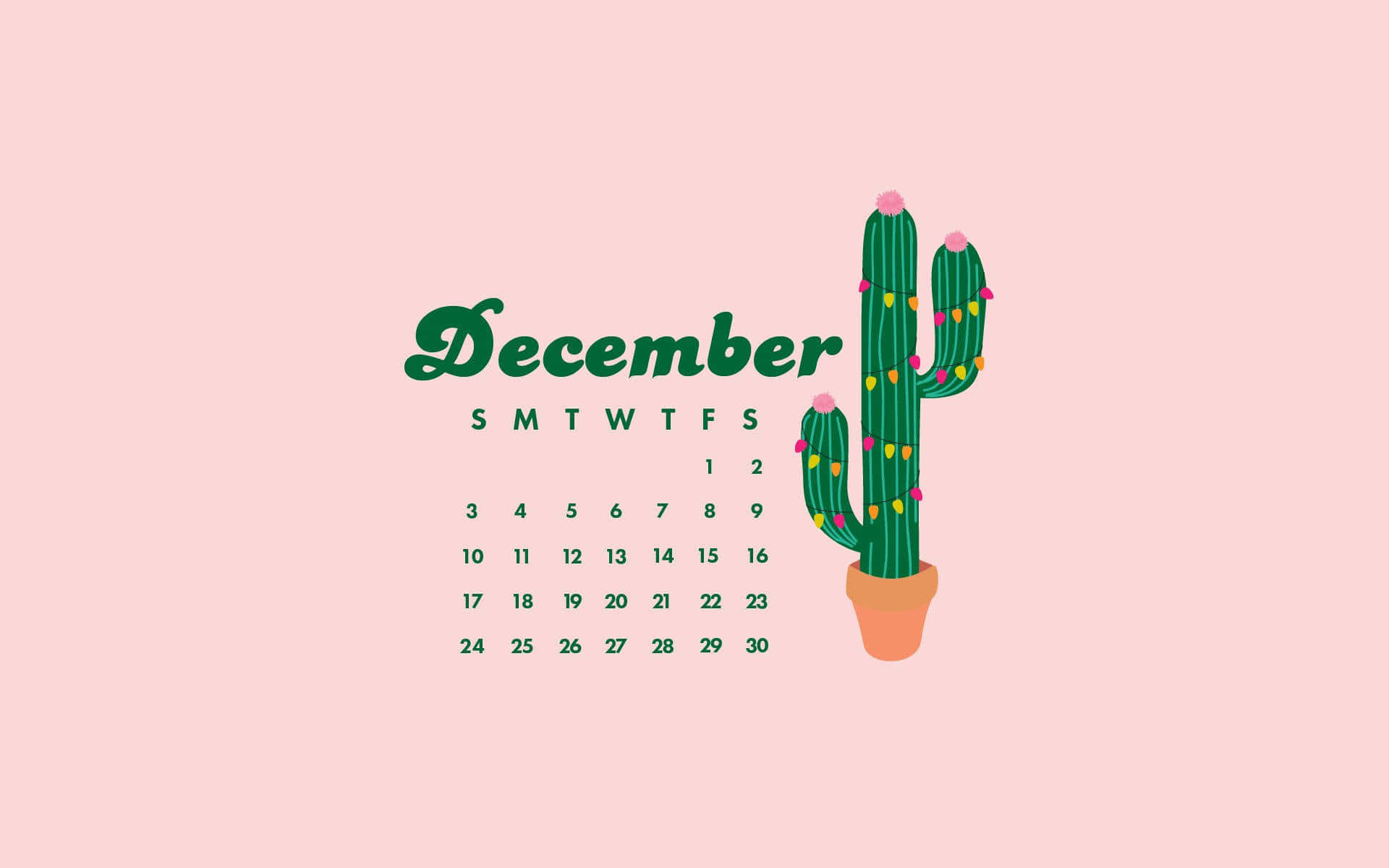 A Cactus Calendar With The Word December Background
