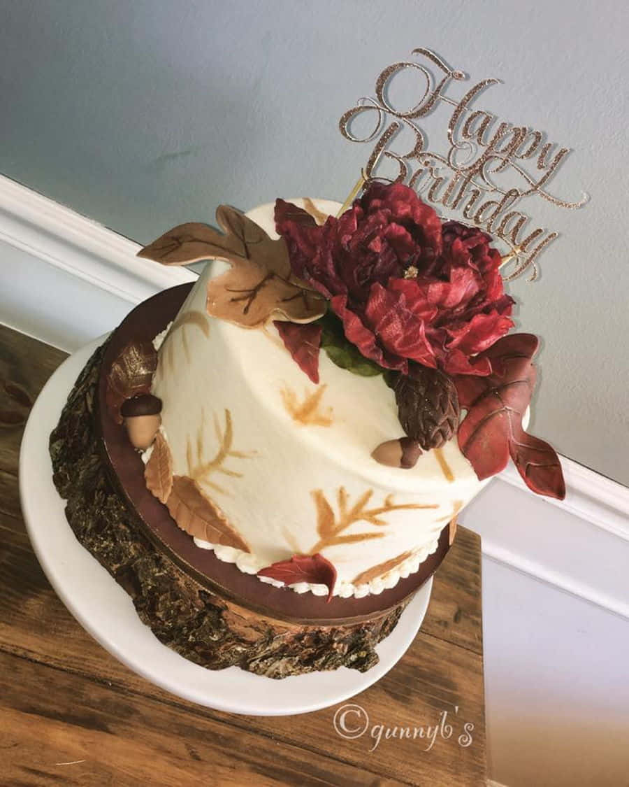 A Cake With A Happy Birthday Message Background