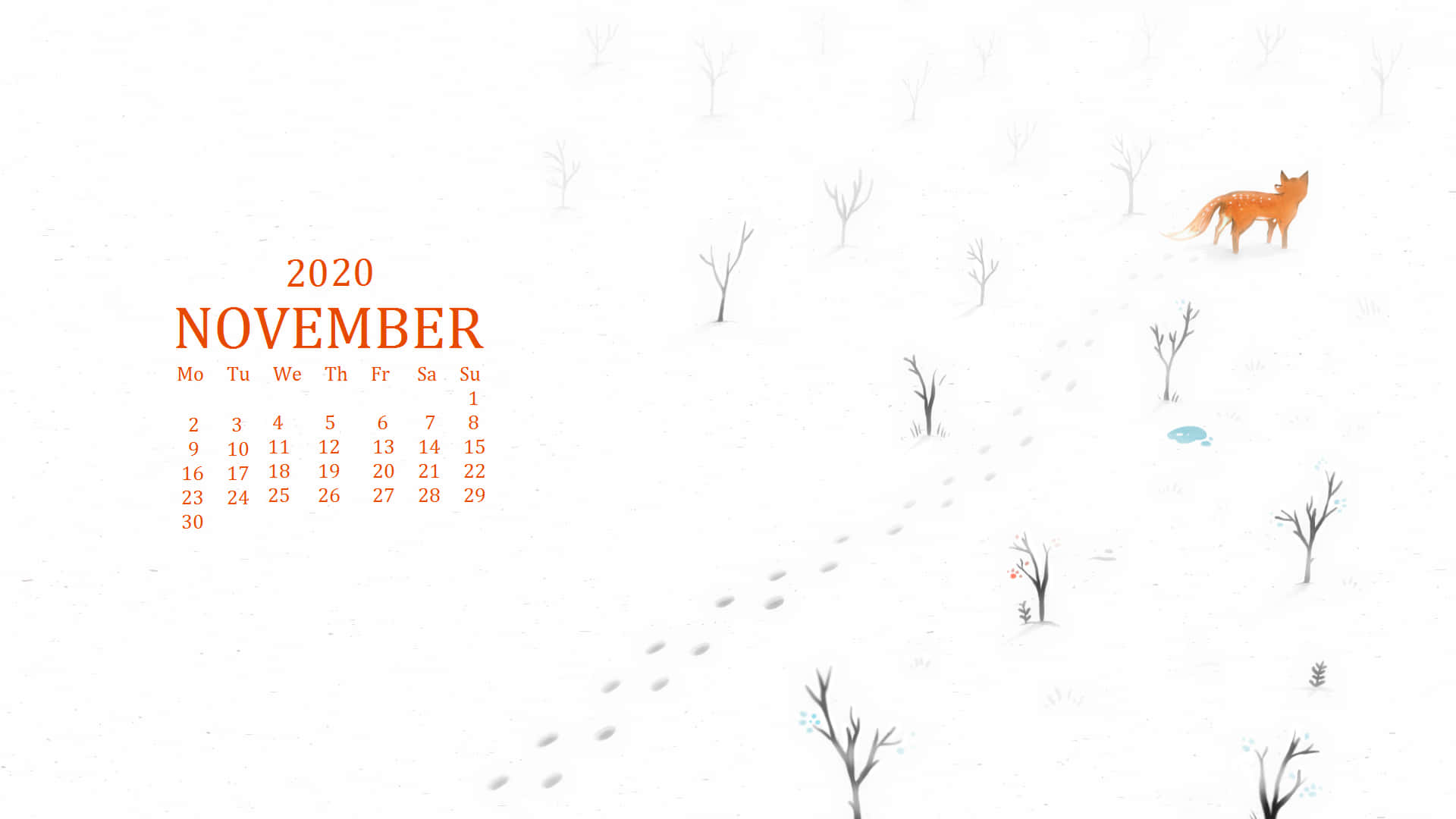 A Calendar With A Fox Walking Through The Snow Background