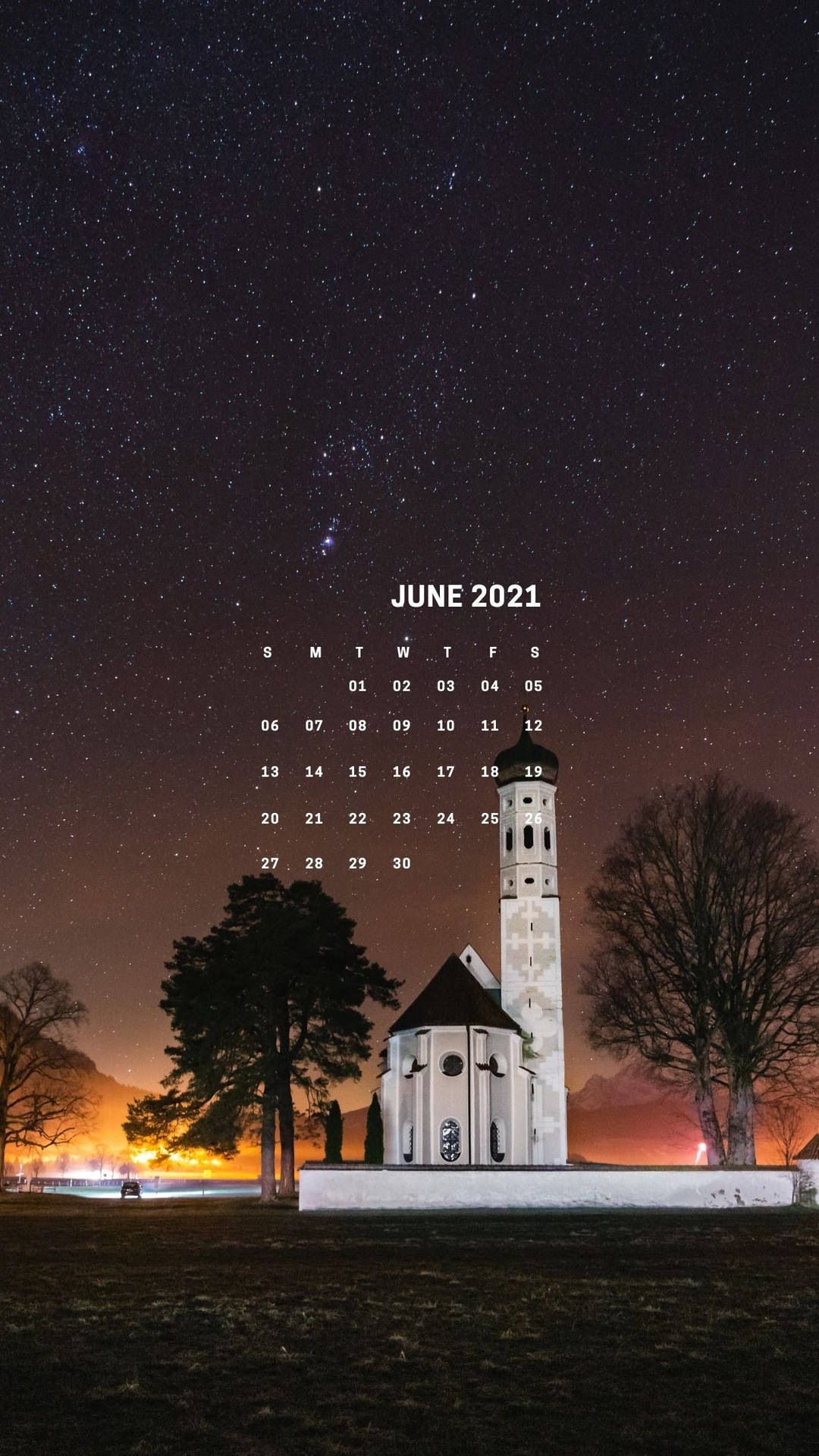 A Calendar With A Lighthouse And Stars Background