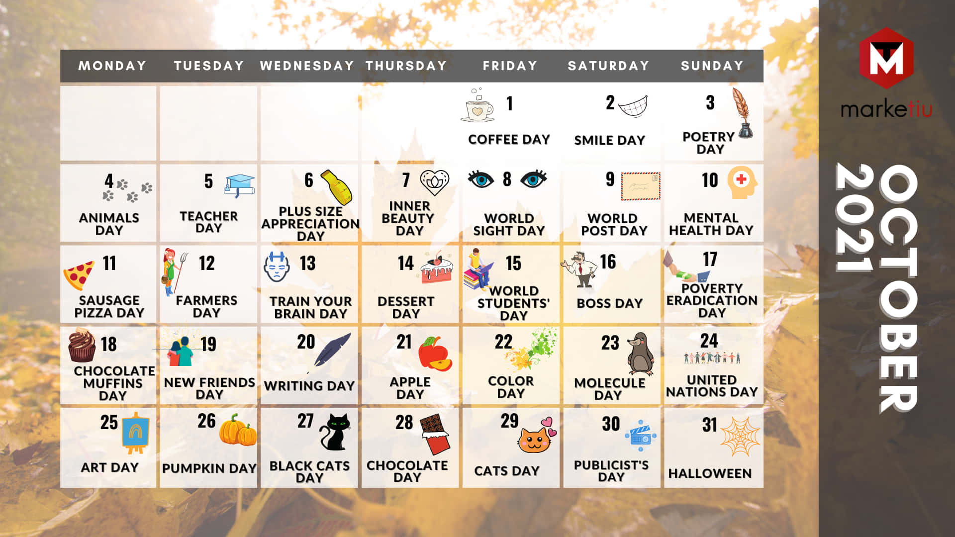 A Calendar With A Lot Of Different Things Background