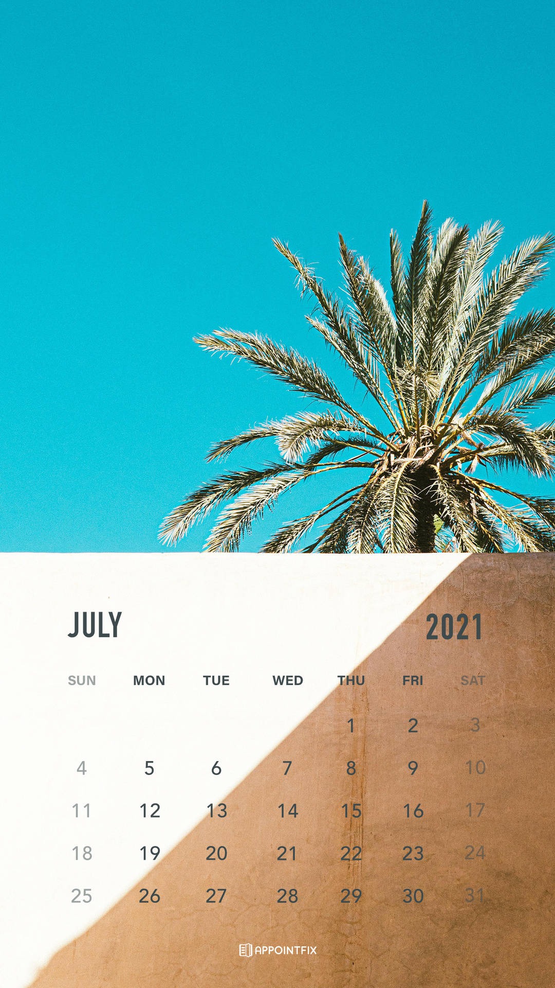 A Calendar With A Palm Tree And Blue Sky Background