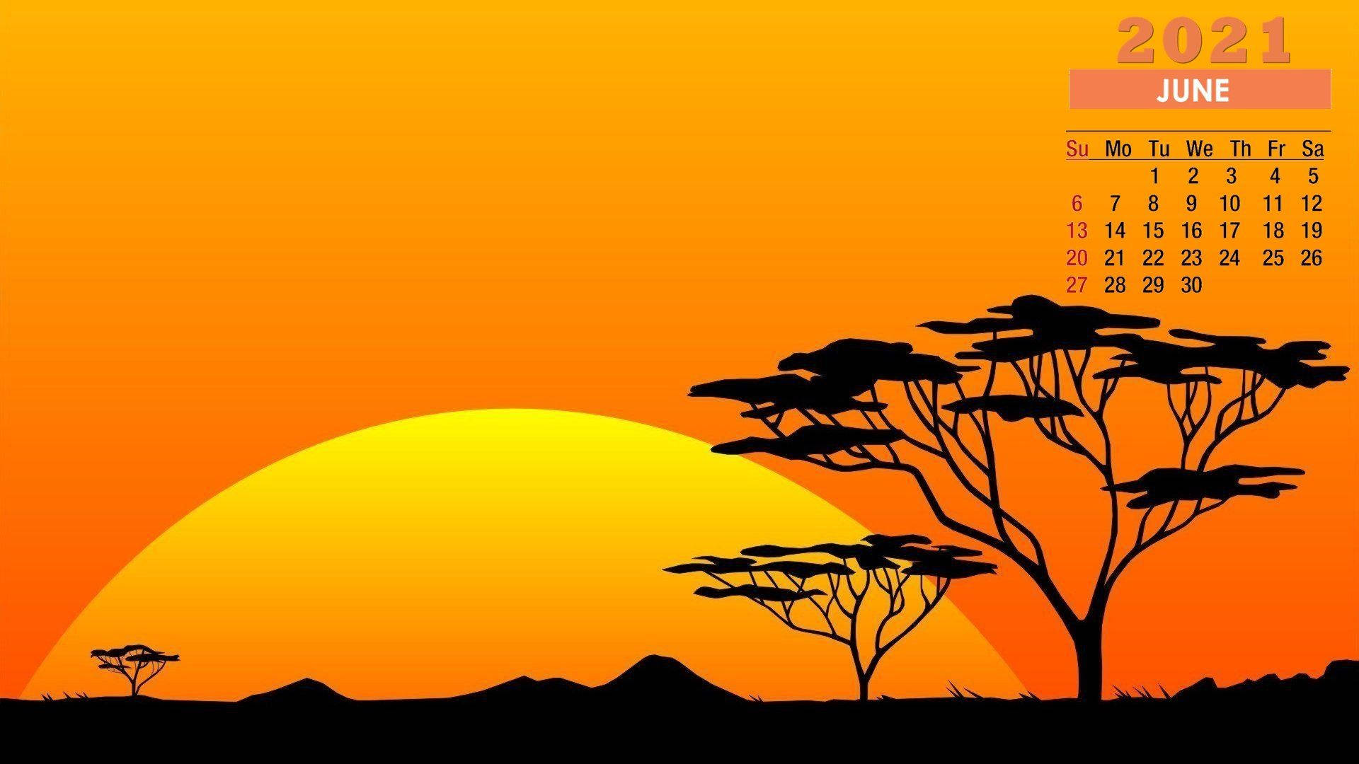 A Calendar With A Sunset In The Savannah