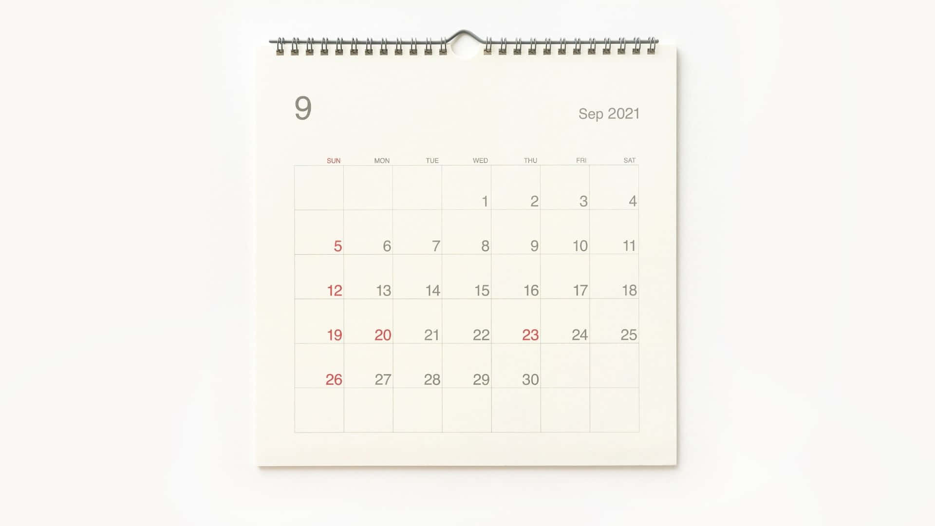 A Calendar With A White Background And A Red Number Background