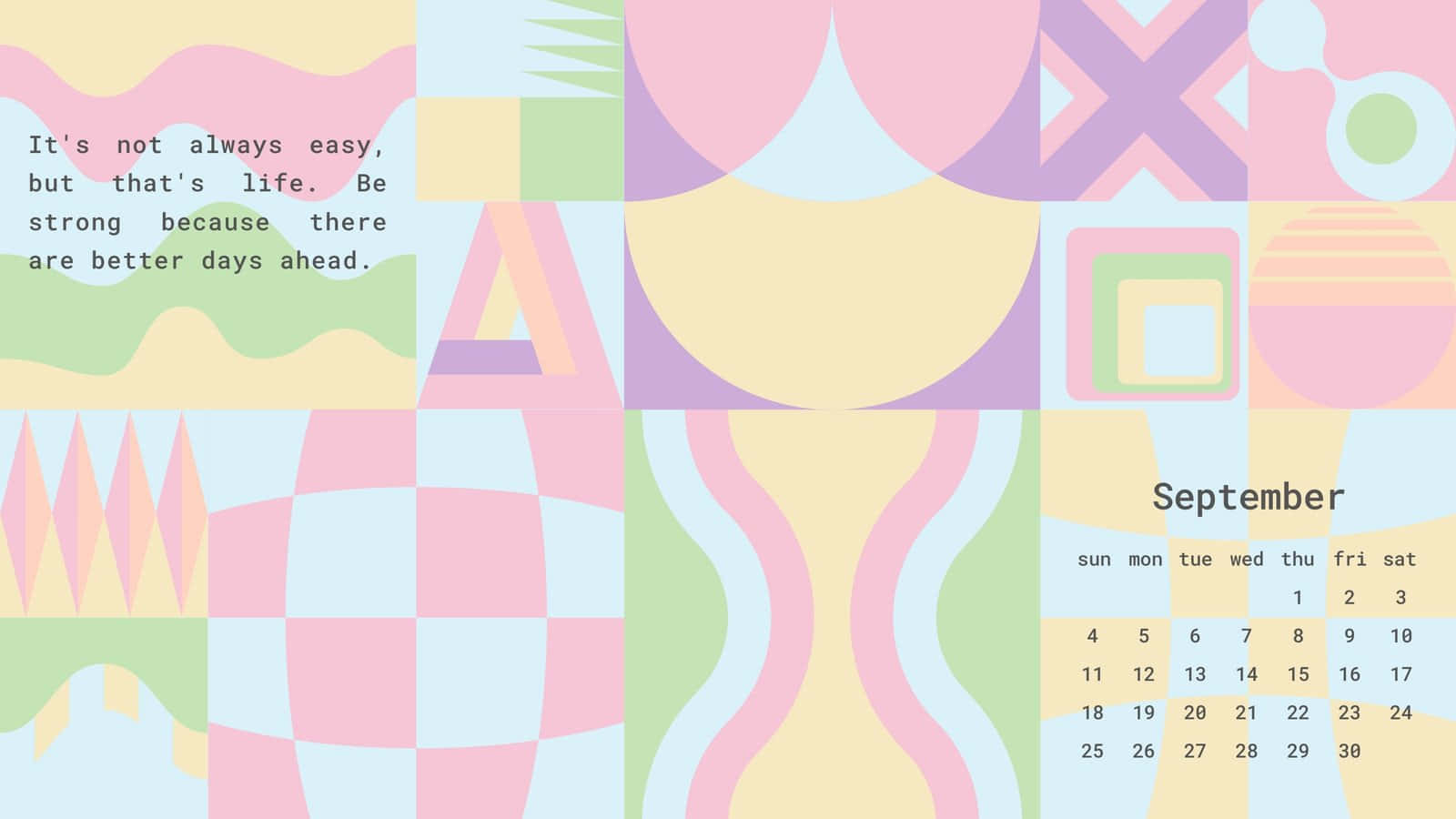 A Calendar With Colorful Shapes And Patterns Background