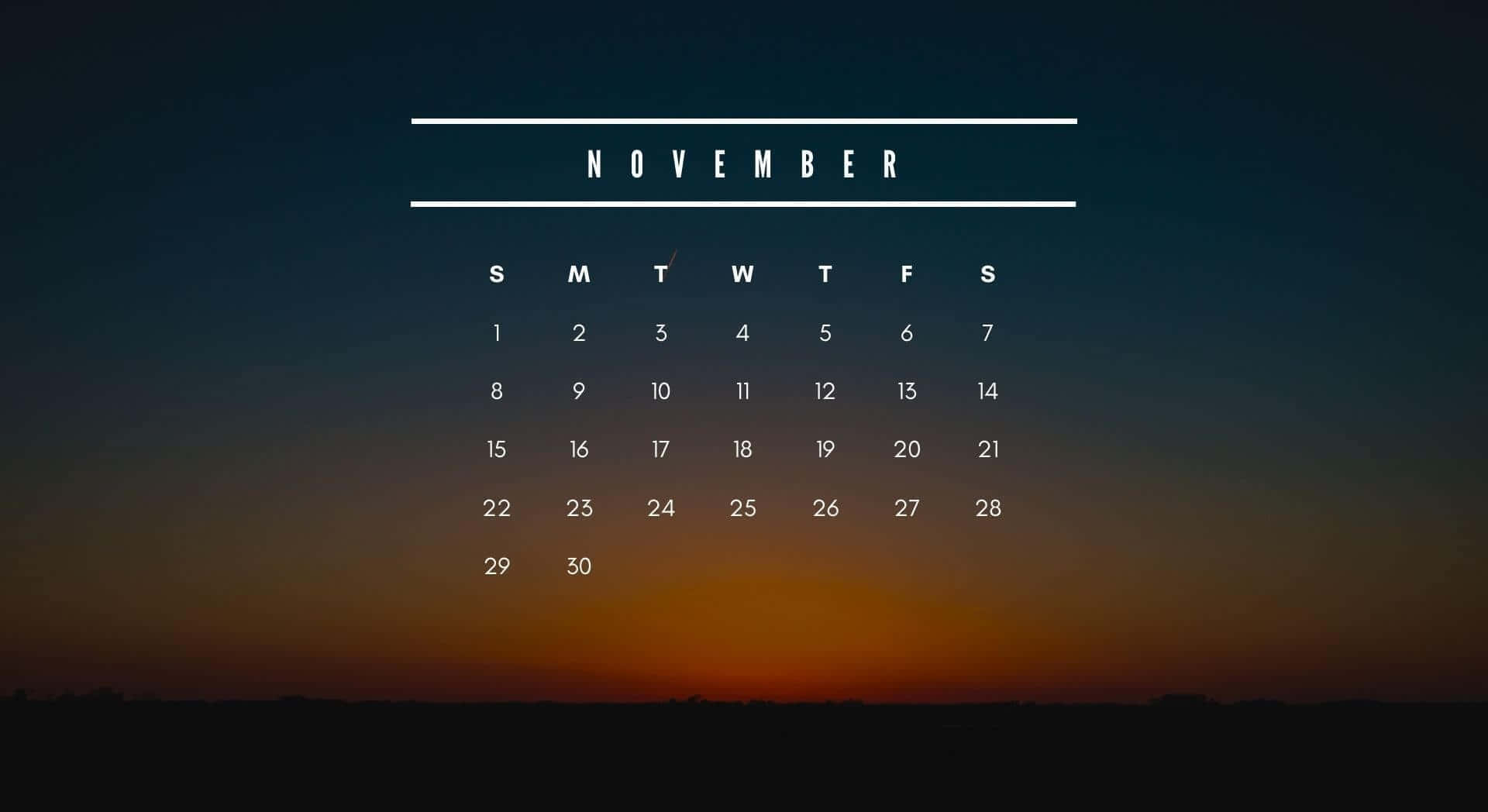 A Calendar With The Word November On It Background