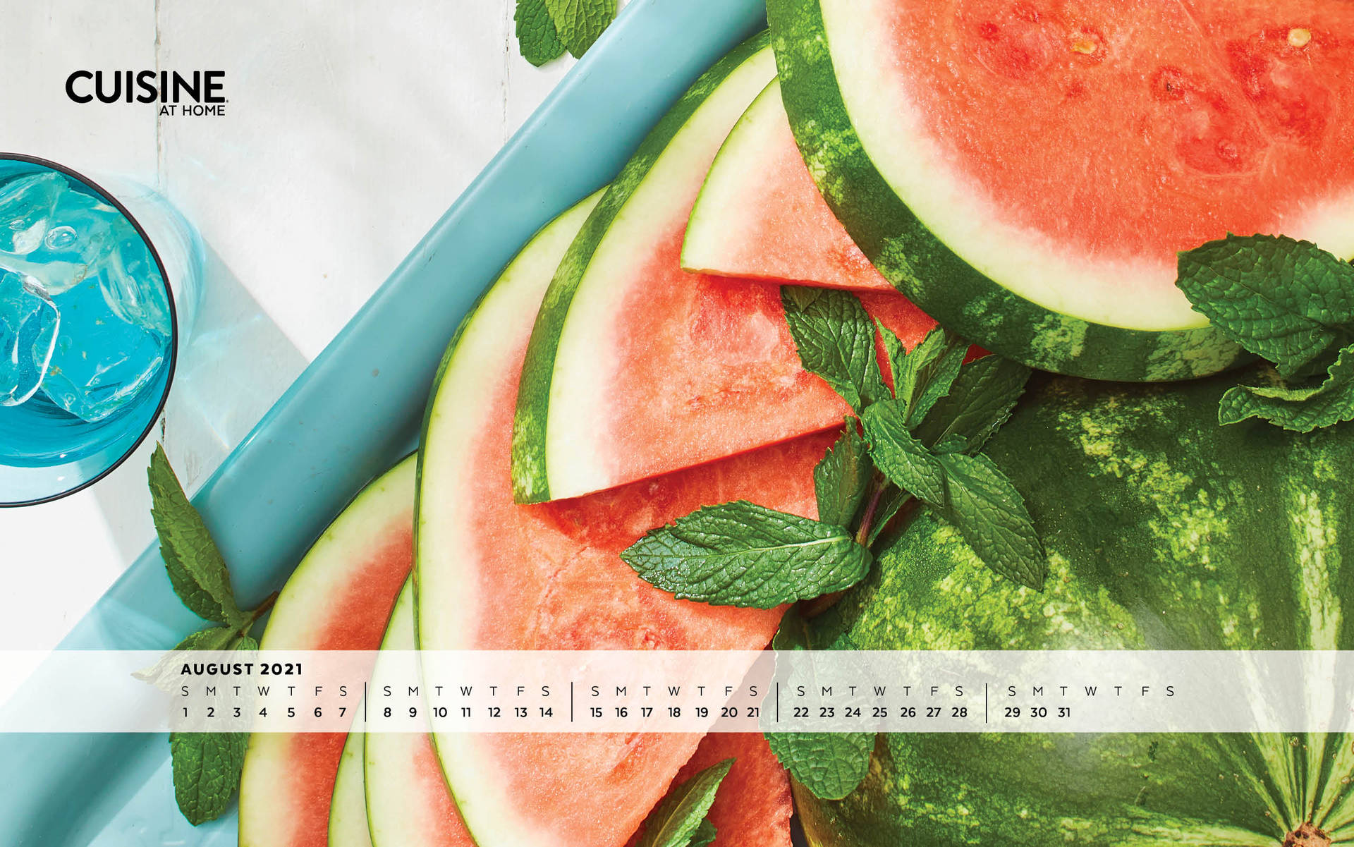 A Calendar With Watermelon And Mint Background