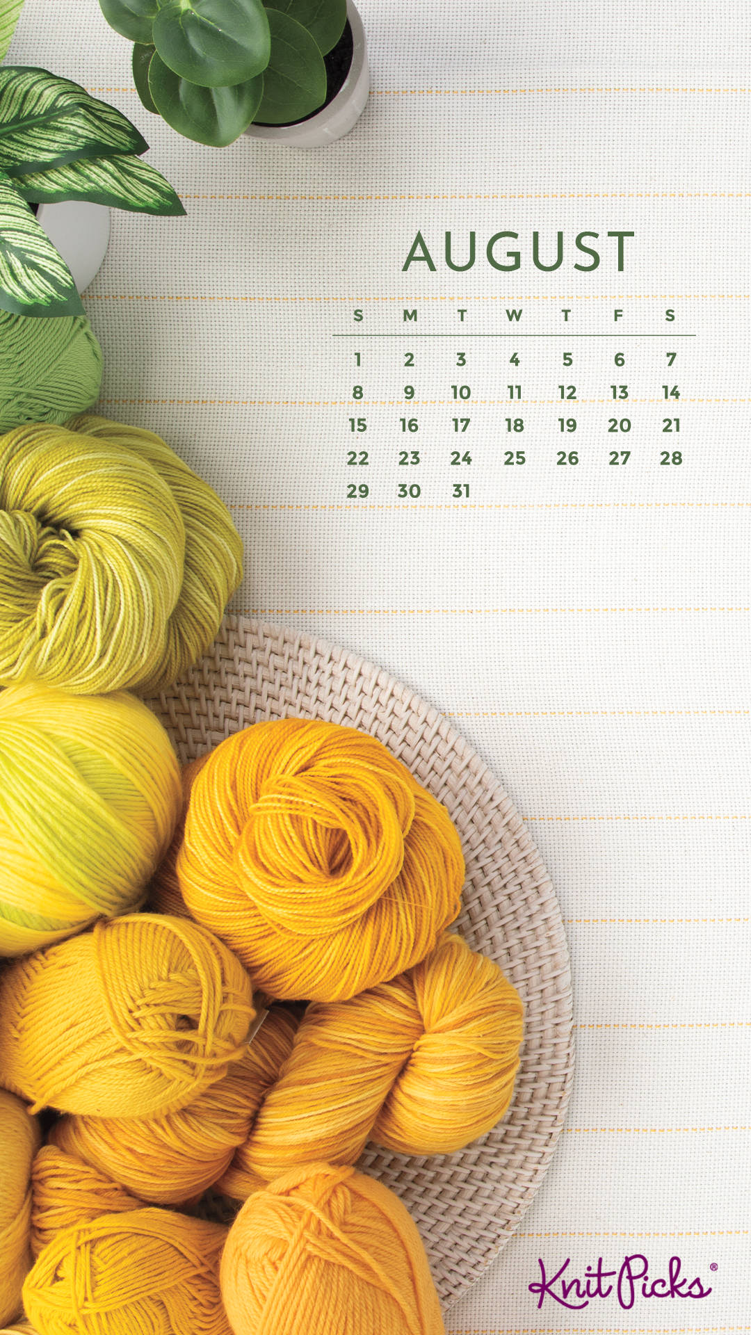 A Calendar With Yarn And A Plant