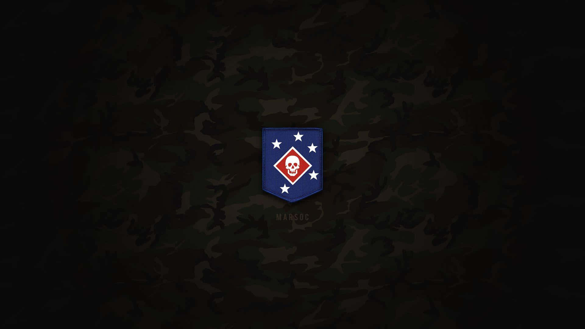 A Camouflage Background With A Military Emblem Background