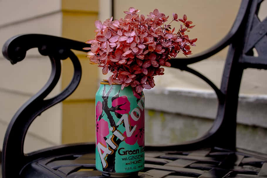 A Can Of Soda Sitting On A Bench Background