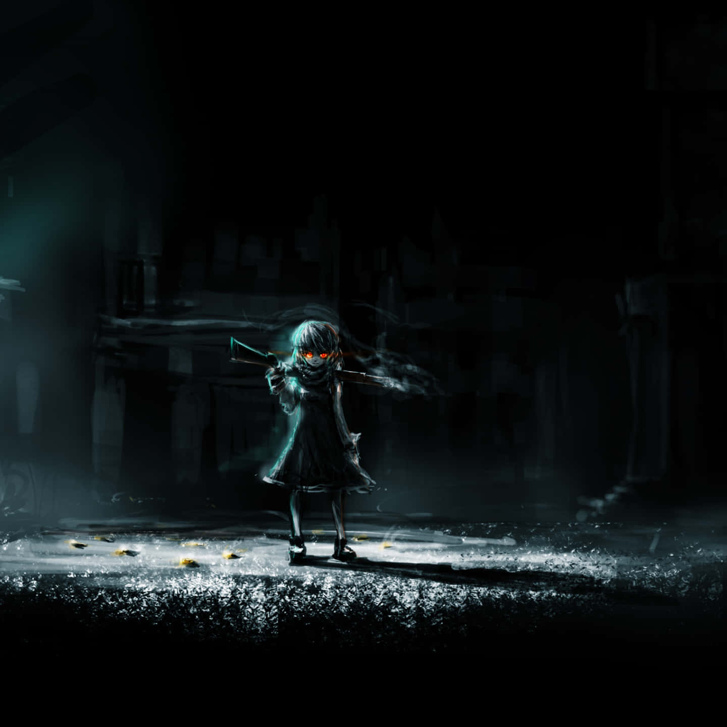 A Captivating And Mysterious Dark Anime Scenery Background