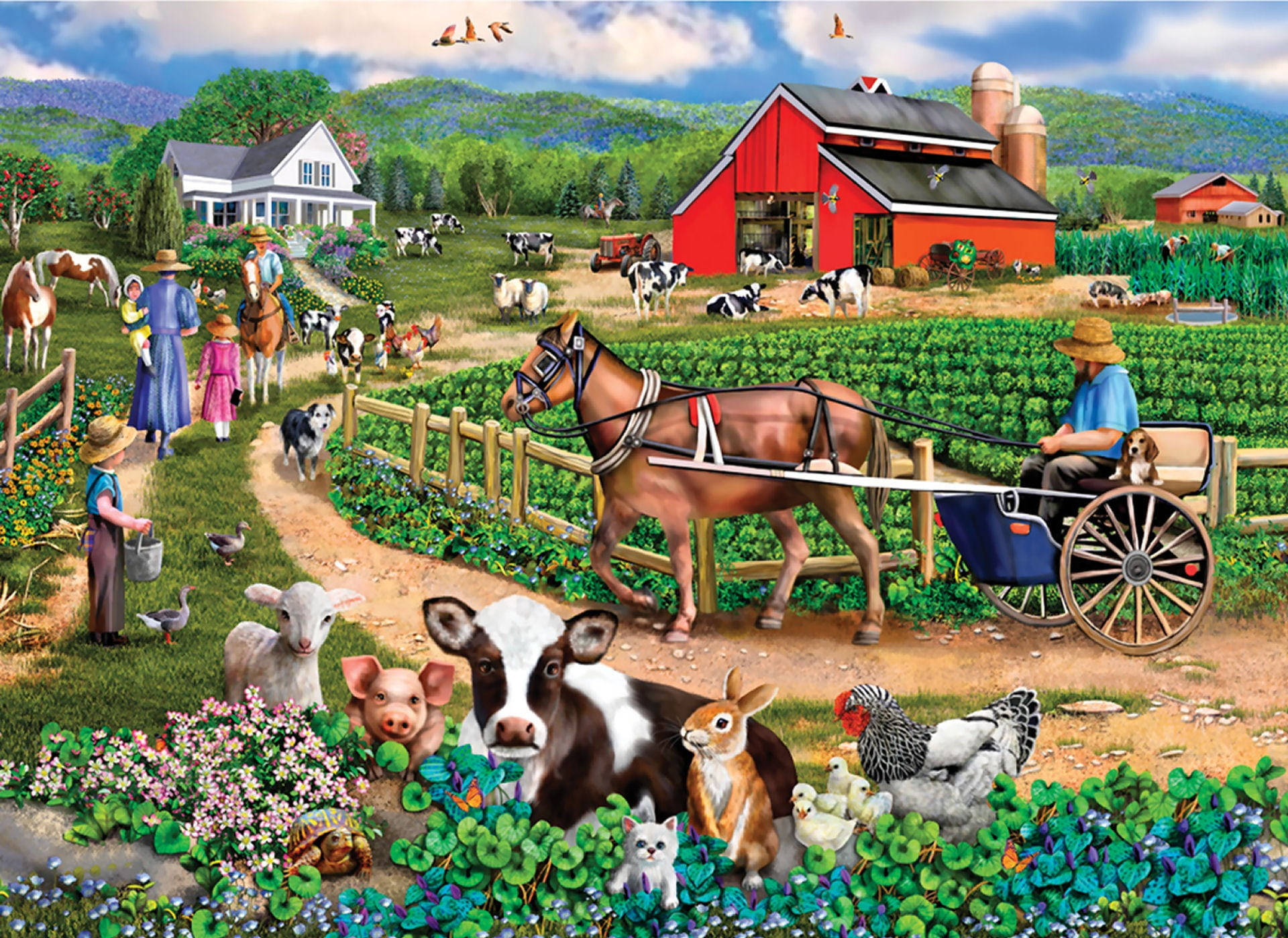 A Captivating Realistic Painting Of Diverse Farm Animals. Background