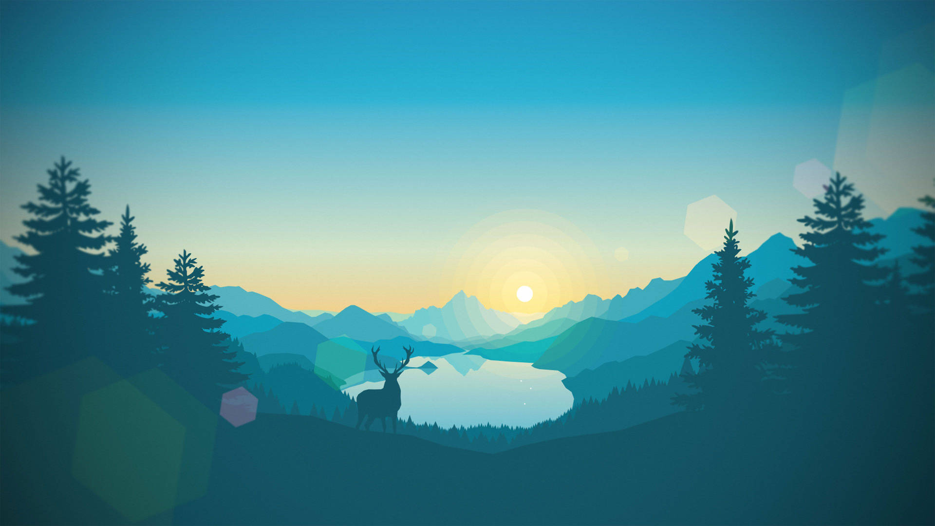 A Captivating Silhouette Of A Deer In A 4k, Blue Minimalist Landscape Background