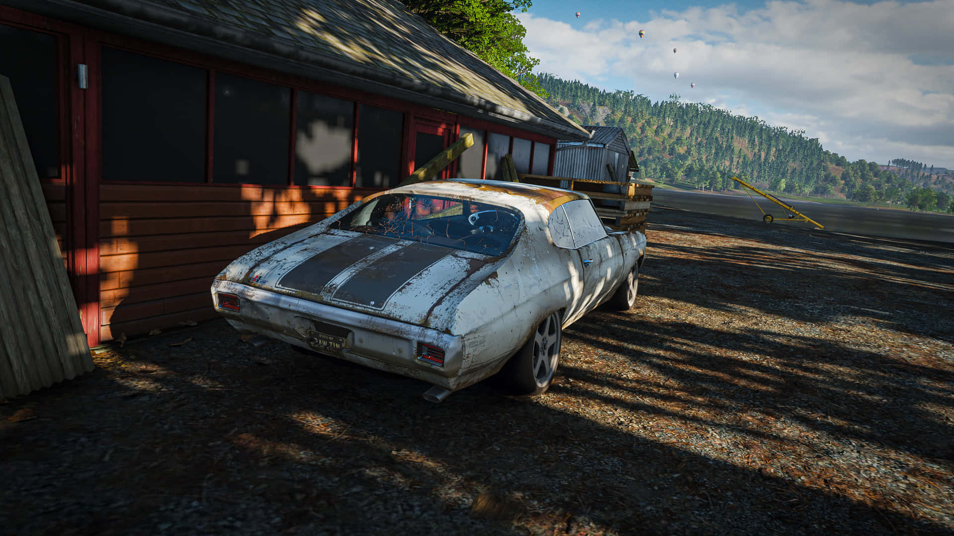 A Car Is Parked In Front Of A House Background