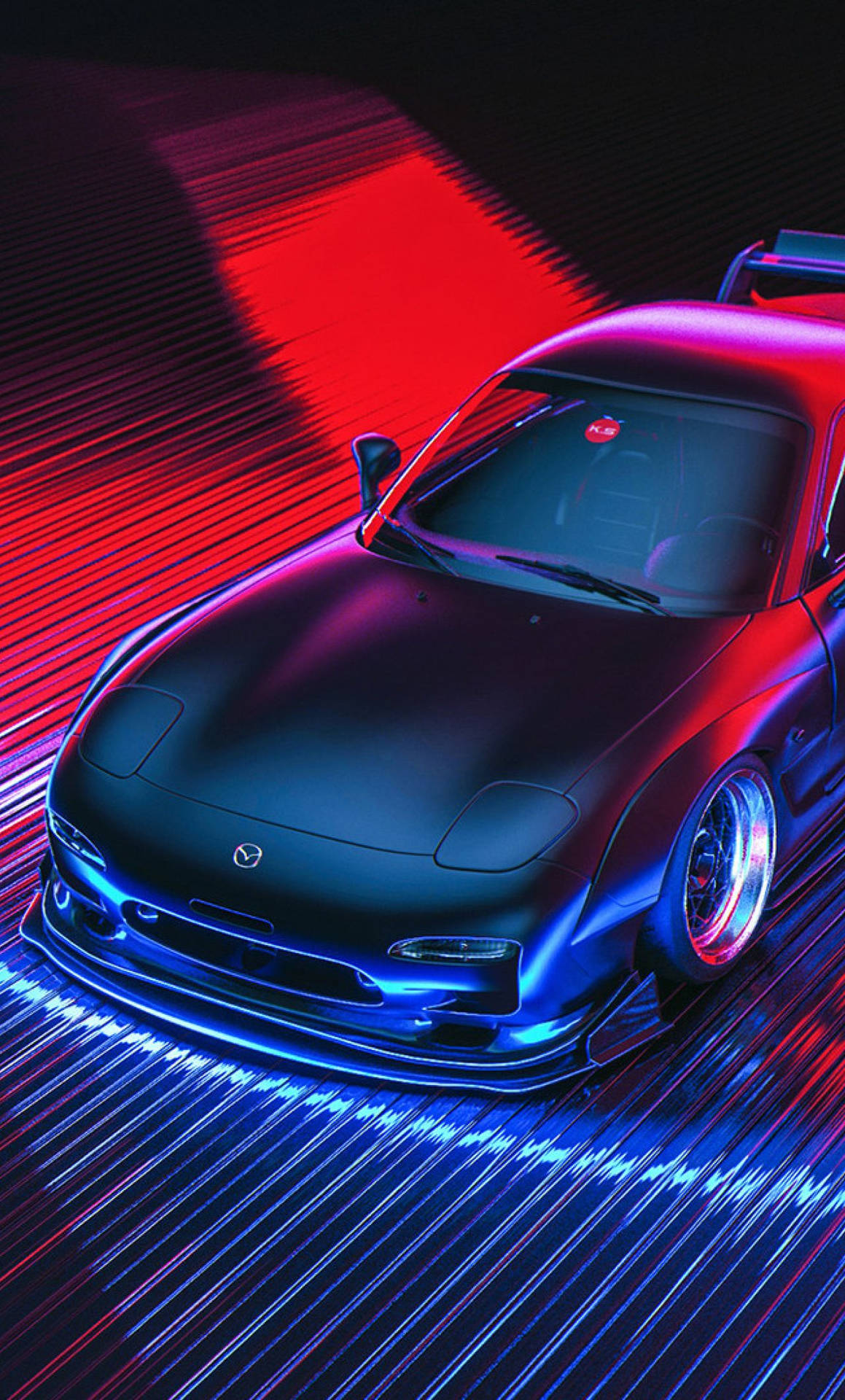 A Car Is Sitting On A Red And Blue Background Background