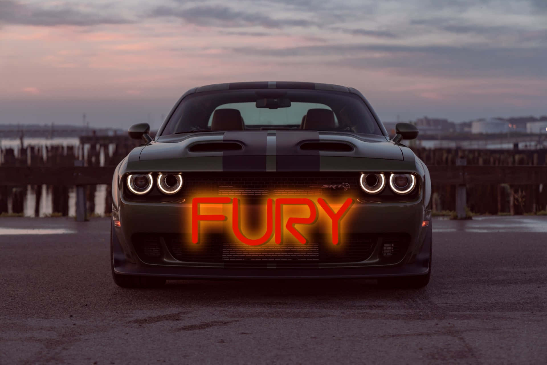 A Car With The Word Fury On It Background