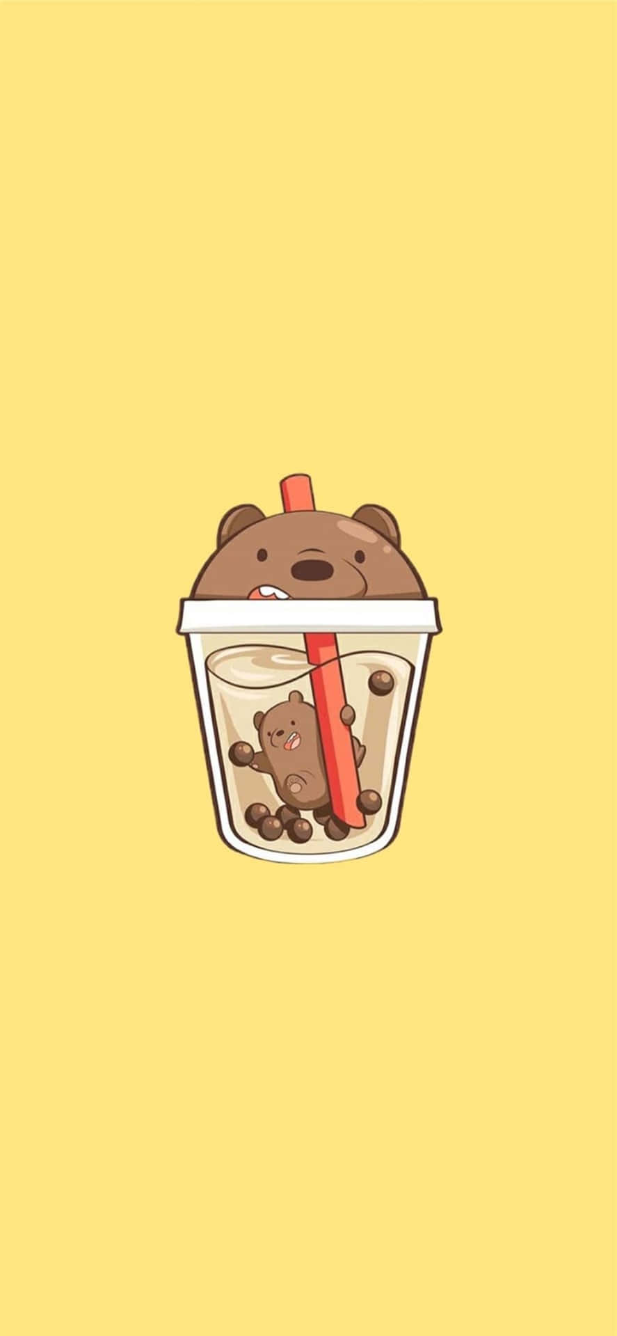 A Cartoon Bear In A Cup With A Straw