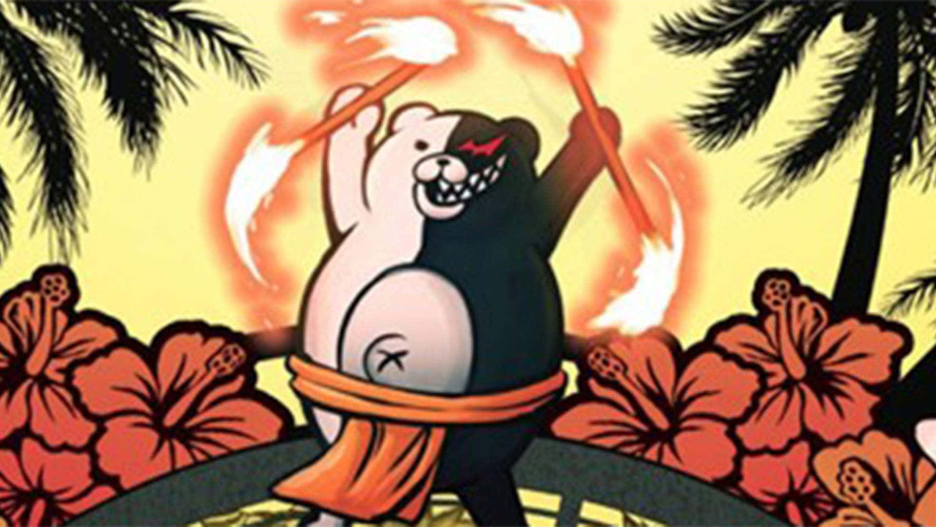 A Cartoon Bear With A Fire Stick In His Hand Background