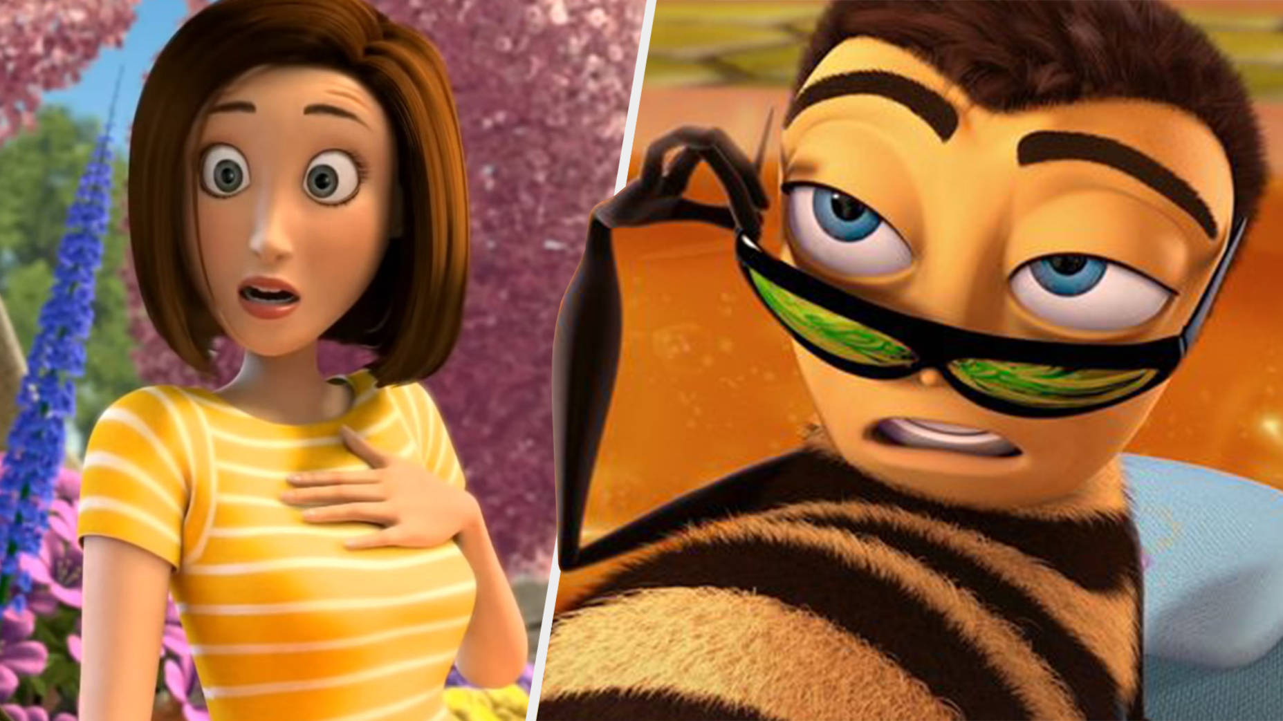 A Cartoon Bee And A Woman With Sunglasses