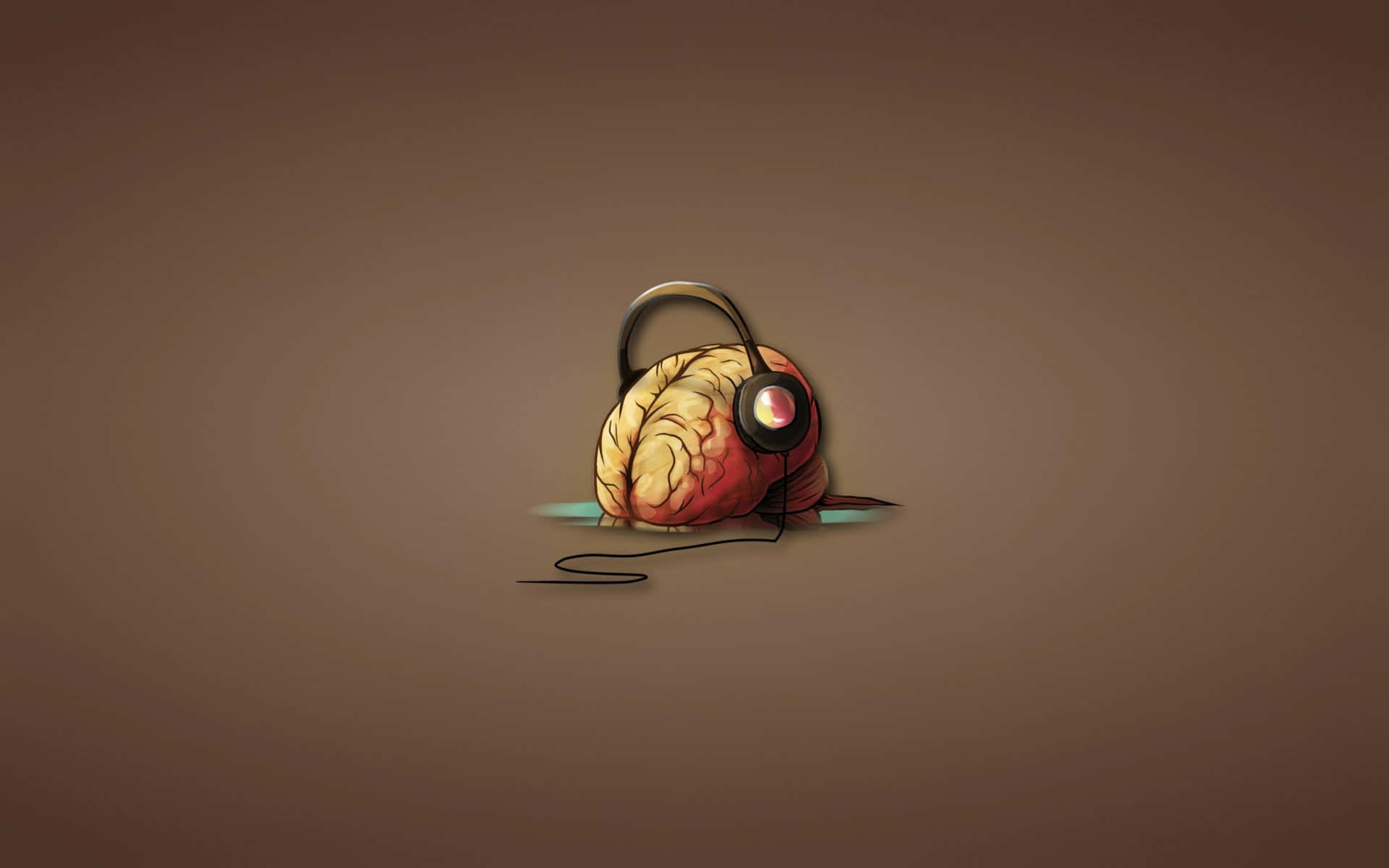 A Cartoon Brain With Headphones On It Background