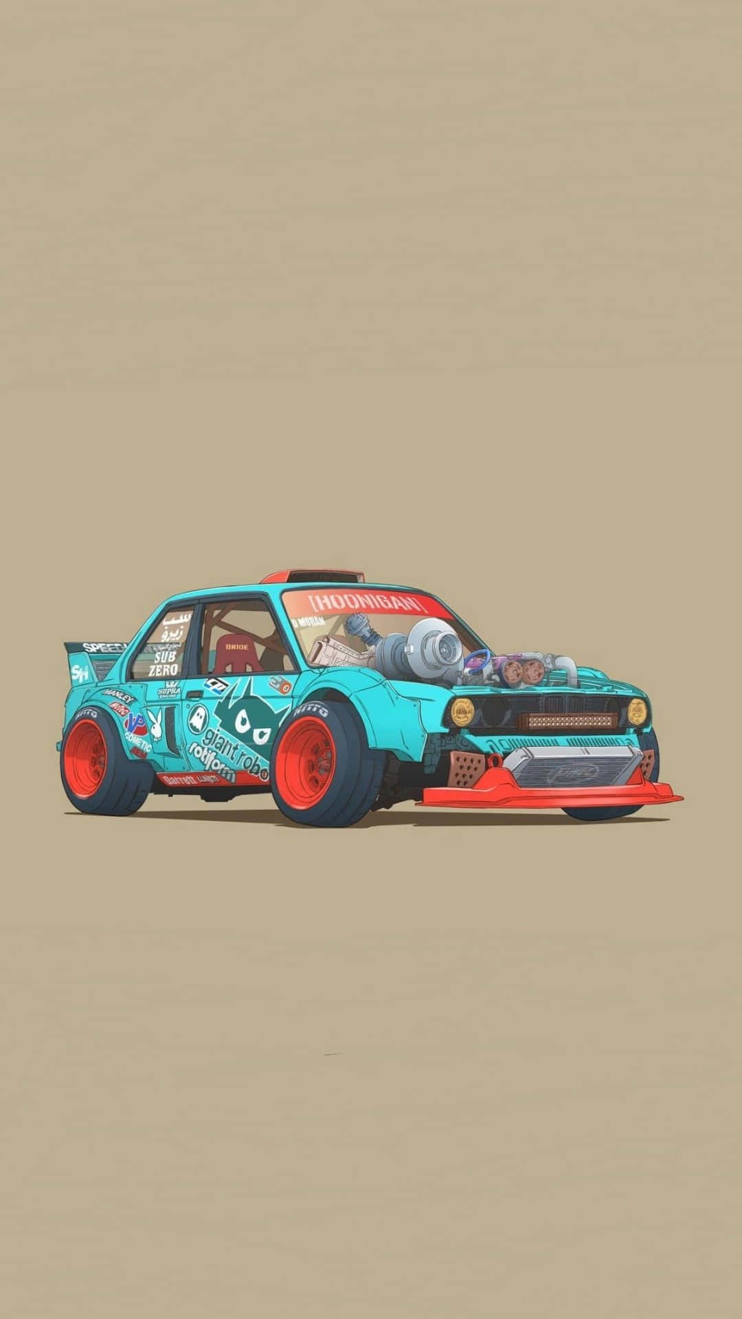 A Cartoon Car With A Red And Blue Paint Job Background