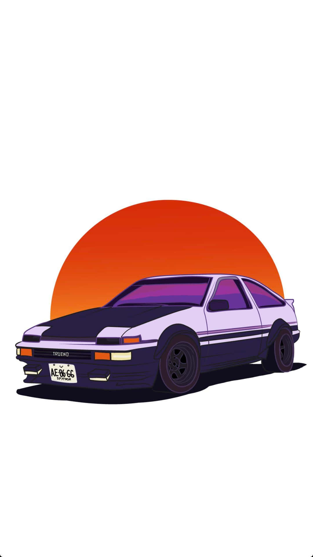 A Cartoon Car With A Sunset Behind It Background