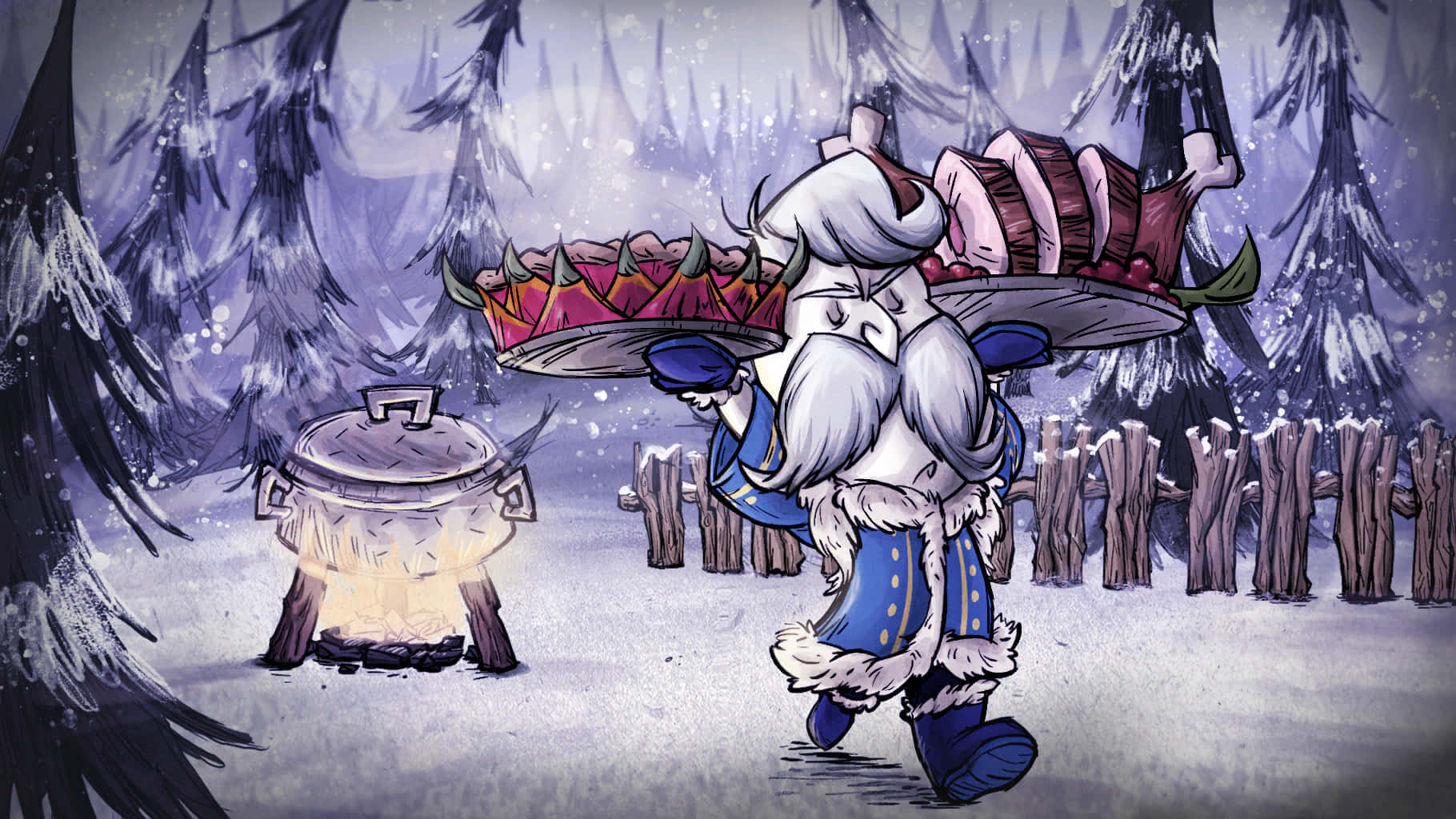A Cartoon Character Carrying A Tray Of Food Background