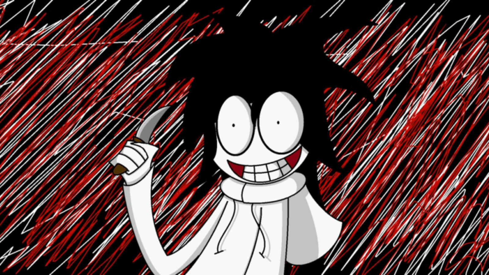 A Cartoon Character Holding A Knife In The Rain Background