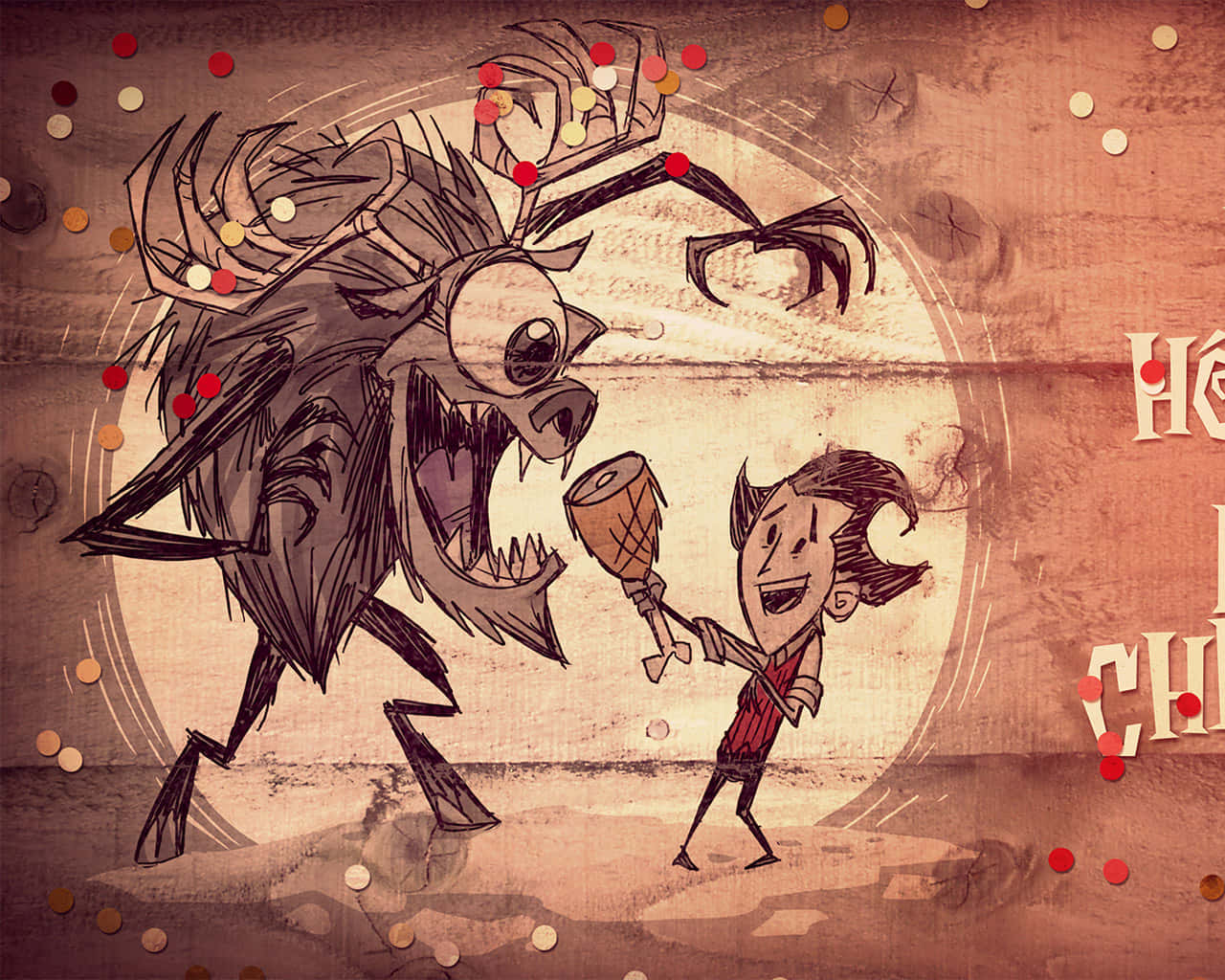 A Cartoon Character Is Holding A Horn And A Demon Is Holding A Drum Background