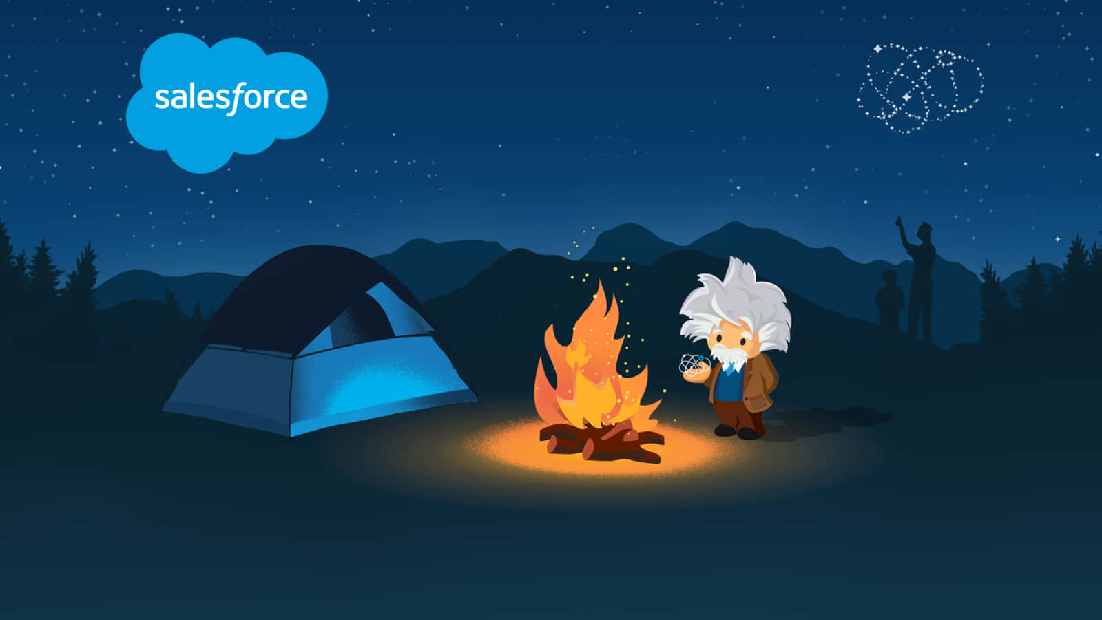 A Cartoon Character Is Sitting By A Campfire Background